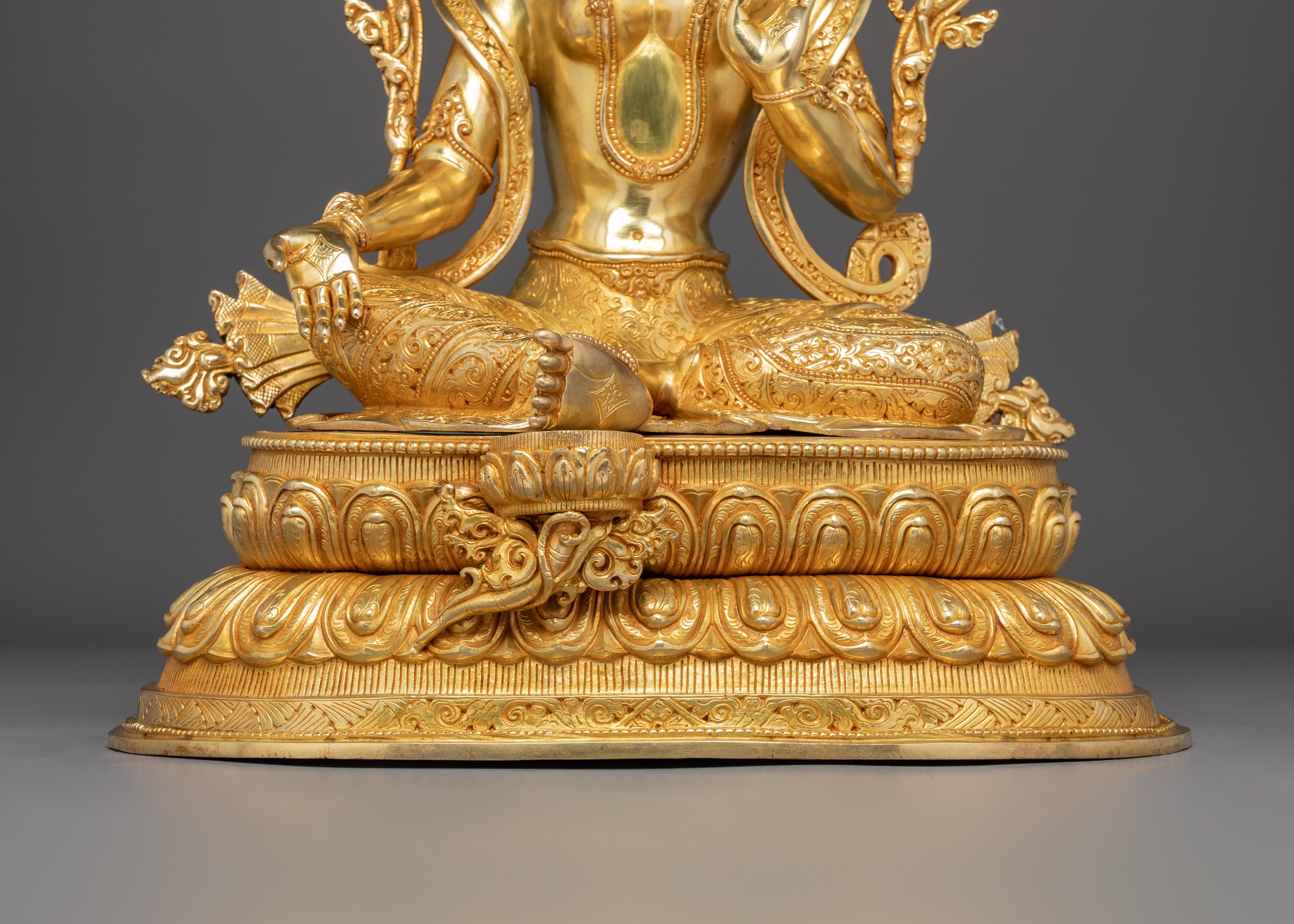 Radiant Golden Shyama Tara Figurine | Green Tara - Mother of Liberation