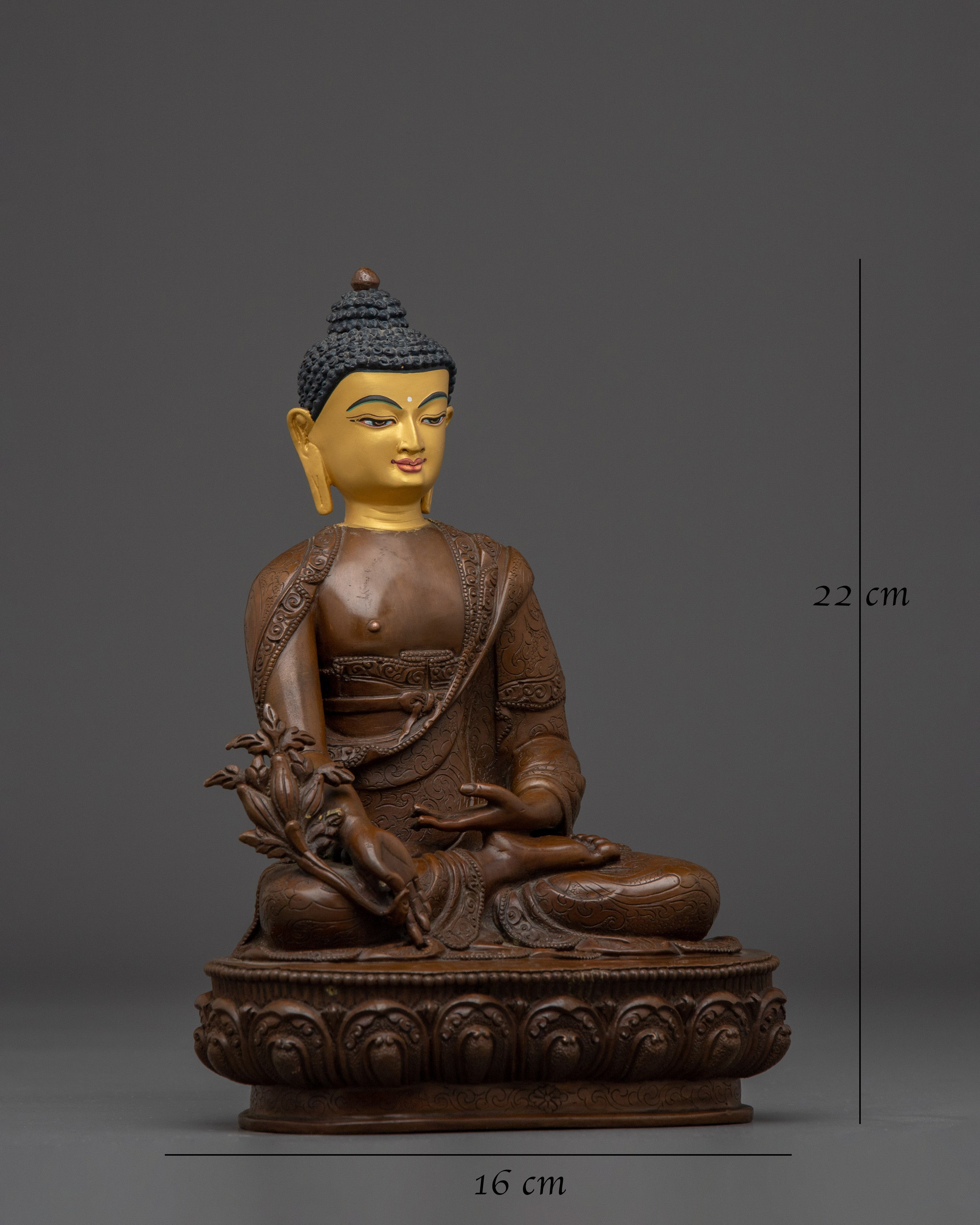 Oxidized Copper Figurine of Medicine Buddha