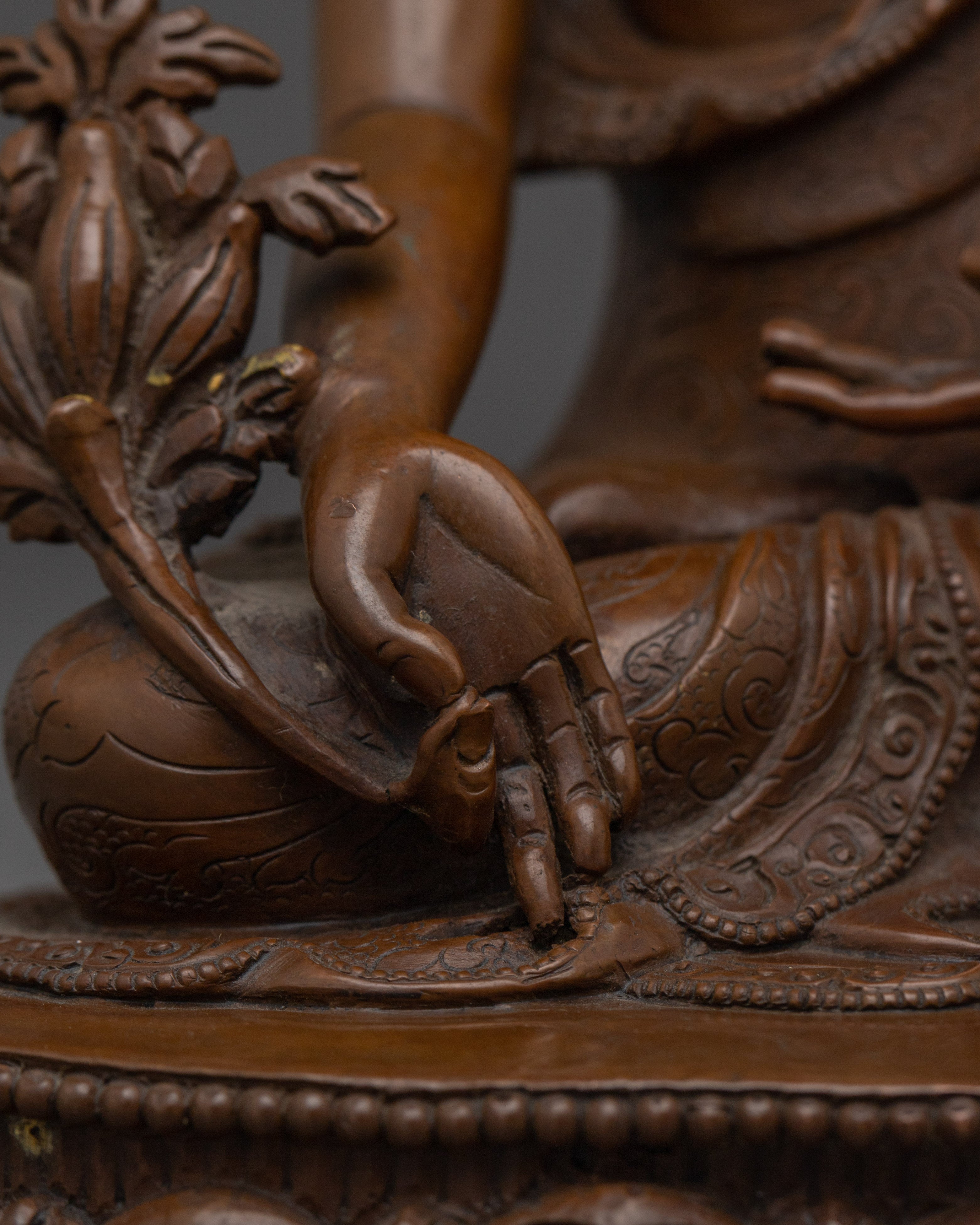 Oxidized Copper Figurine of Medicine Buddha | Himalayan Bhaisajyaguru Artwork