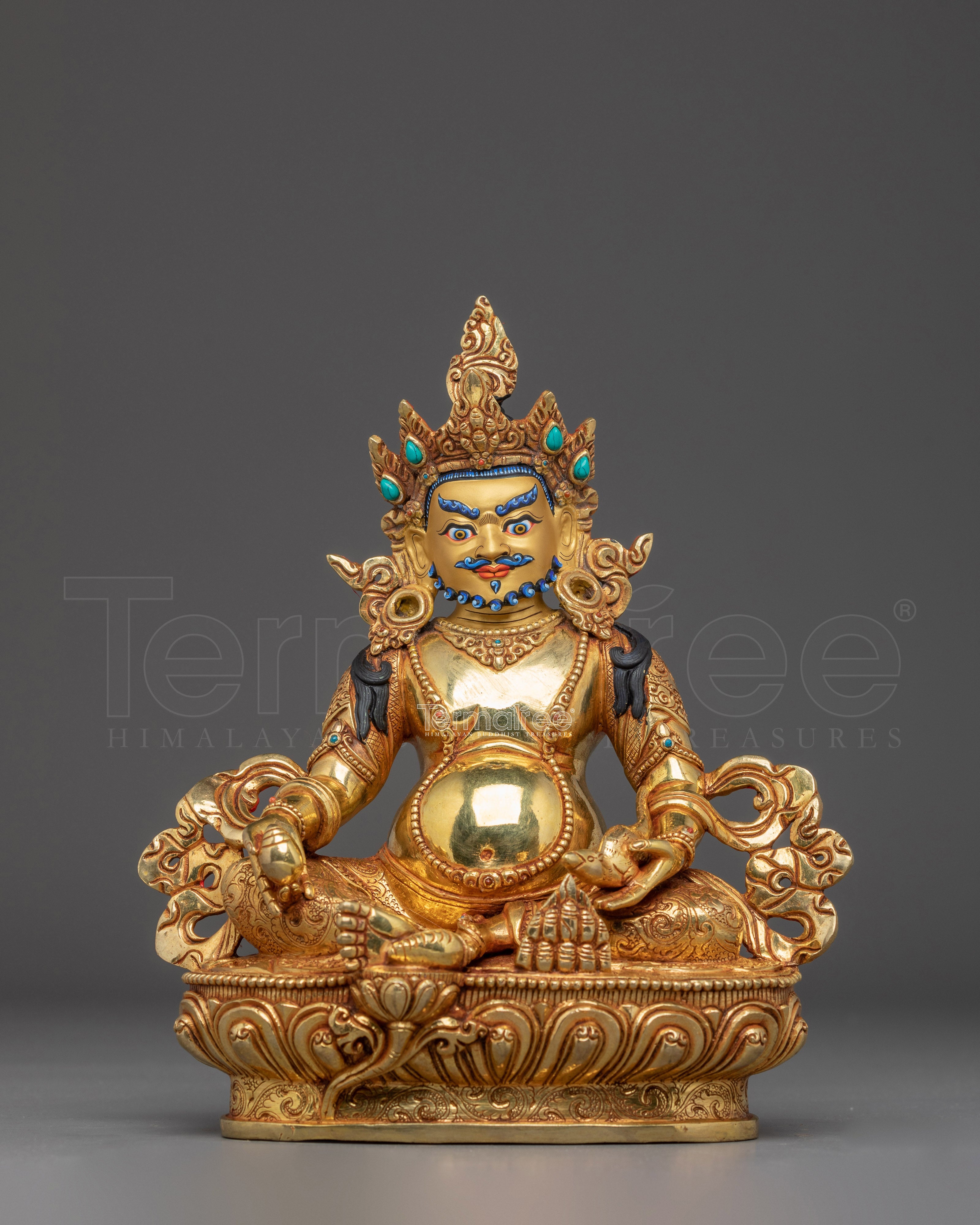 Golden Dzambhala Handmade Statue | Lord of Wealth