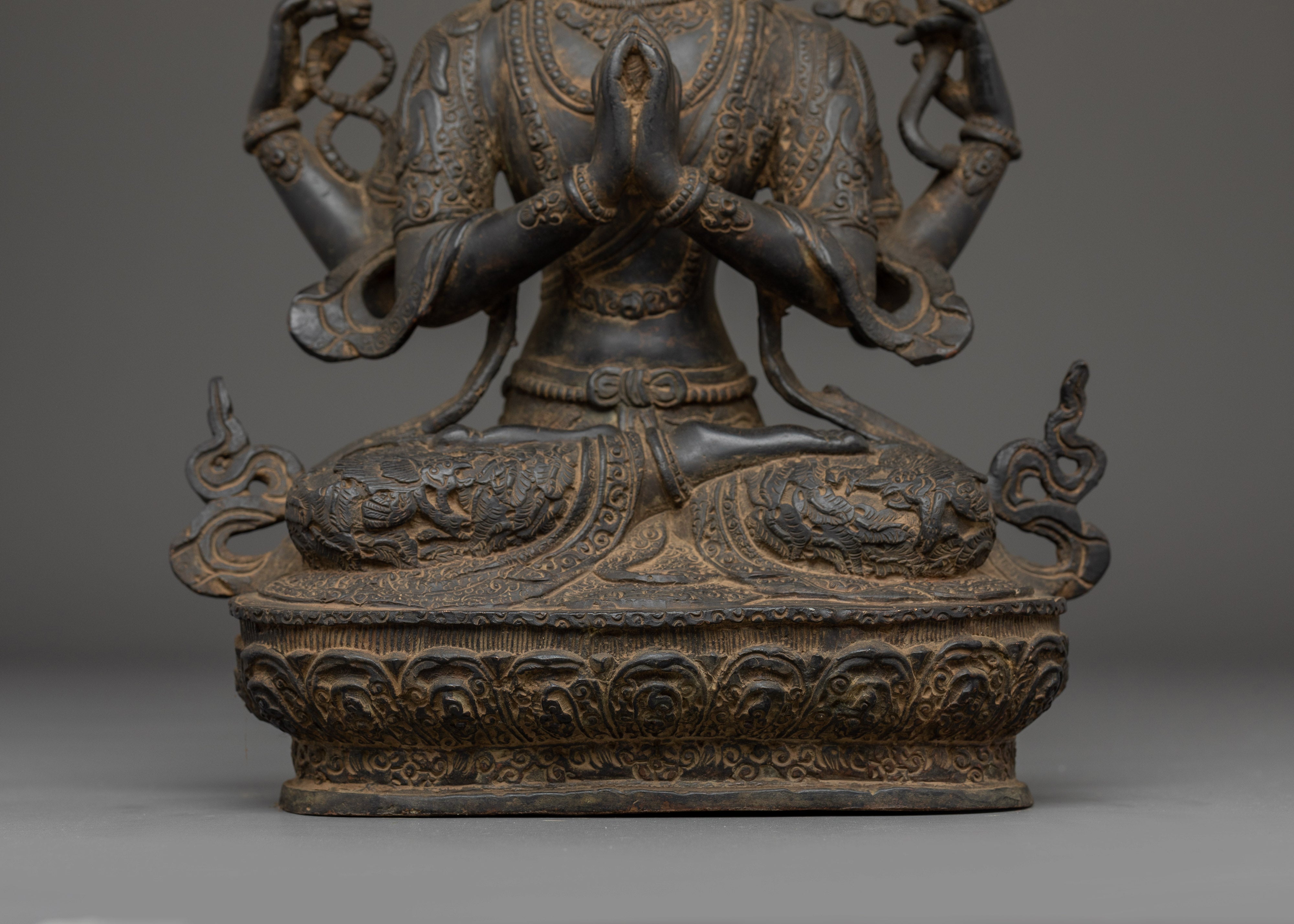 29.5cm Chenrezig Copper Statue | Bodhisattva of Compassion
