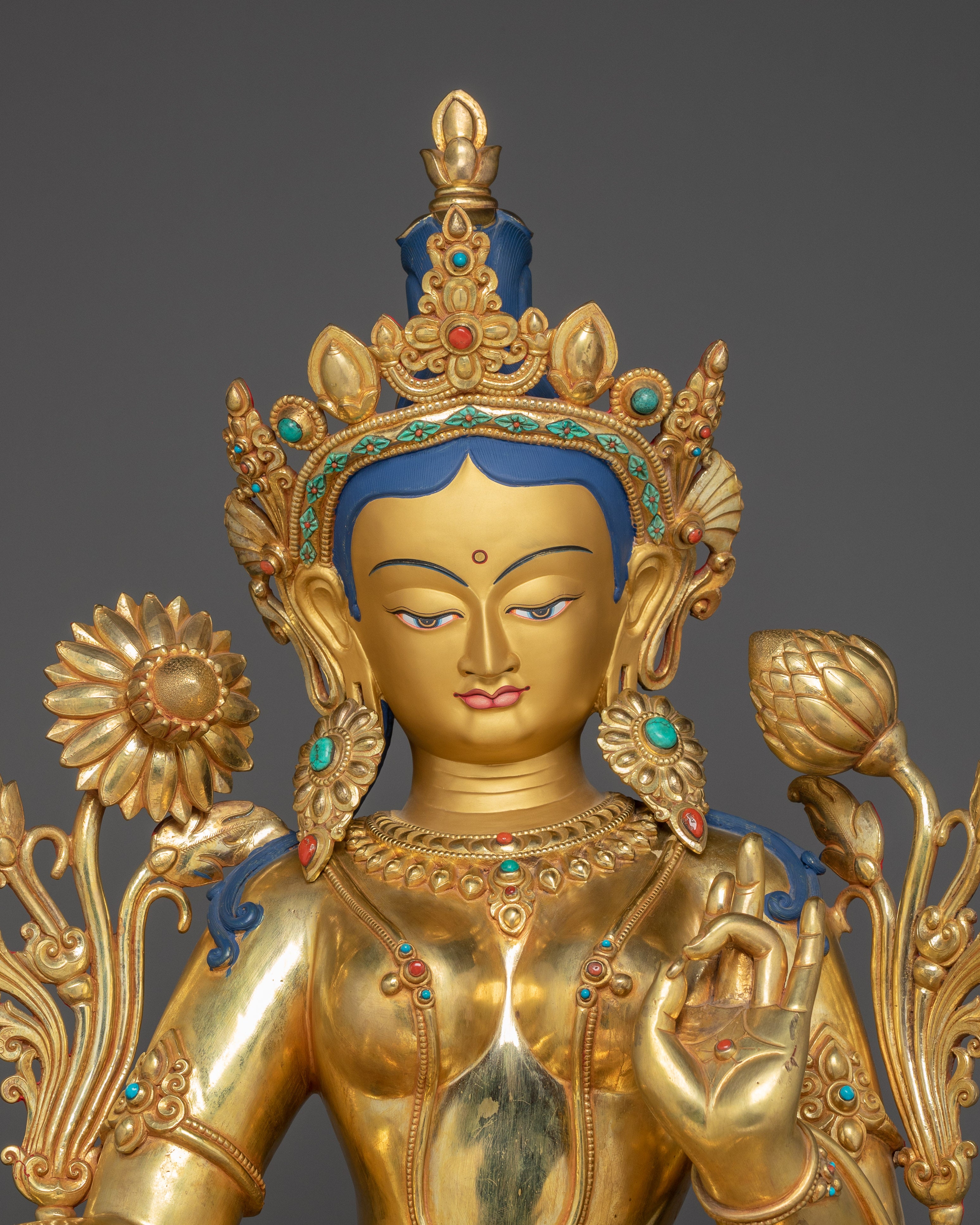 Golden Green Tara Statue: Mother of Compassion and Liberation