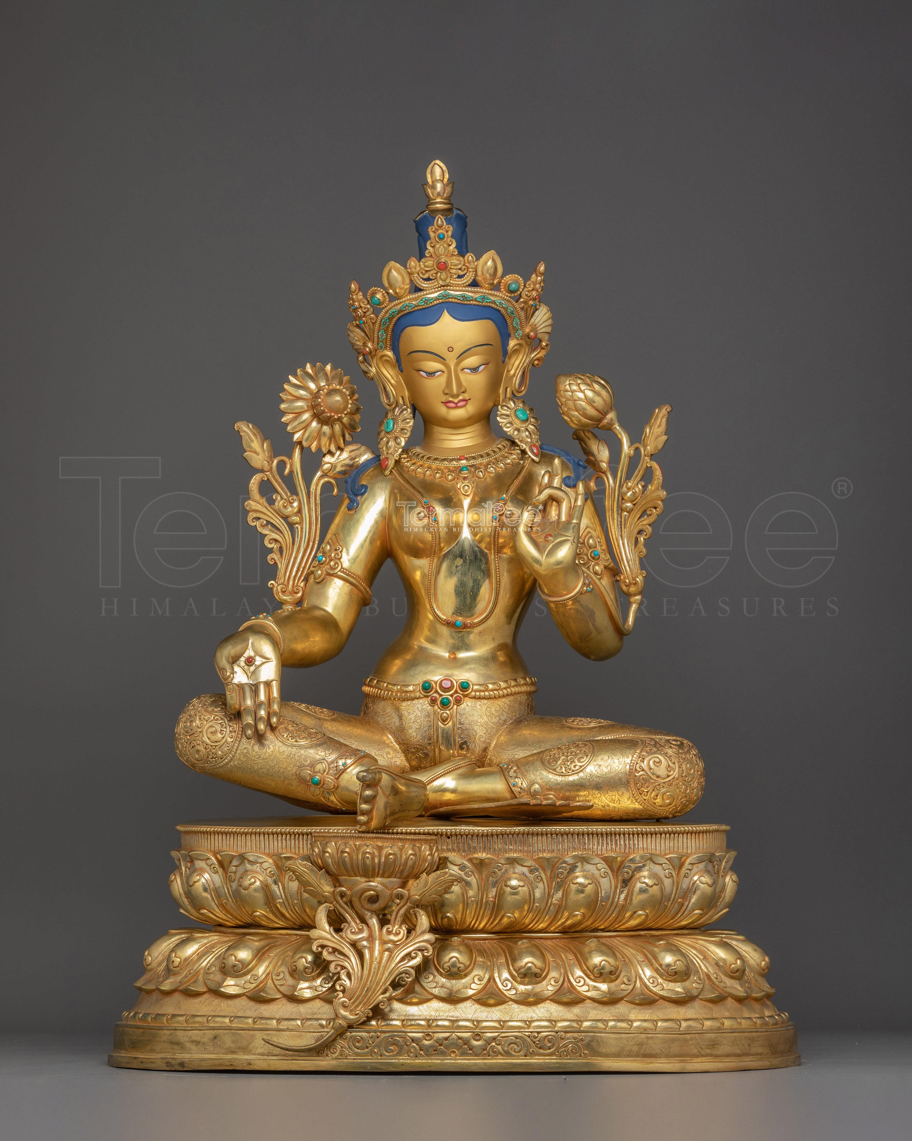 Golden Green Tara Statue: Mother of Compassion and Liberation