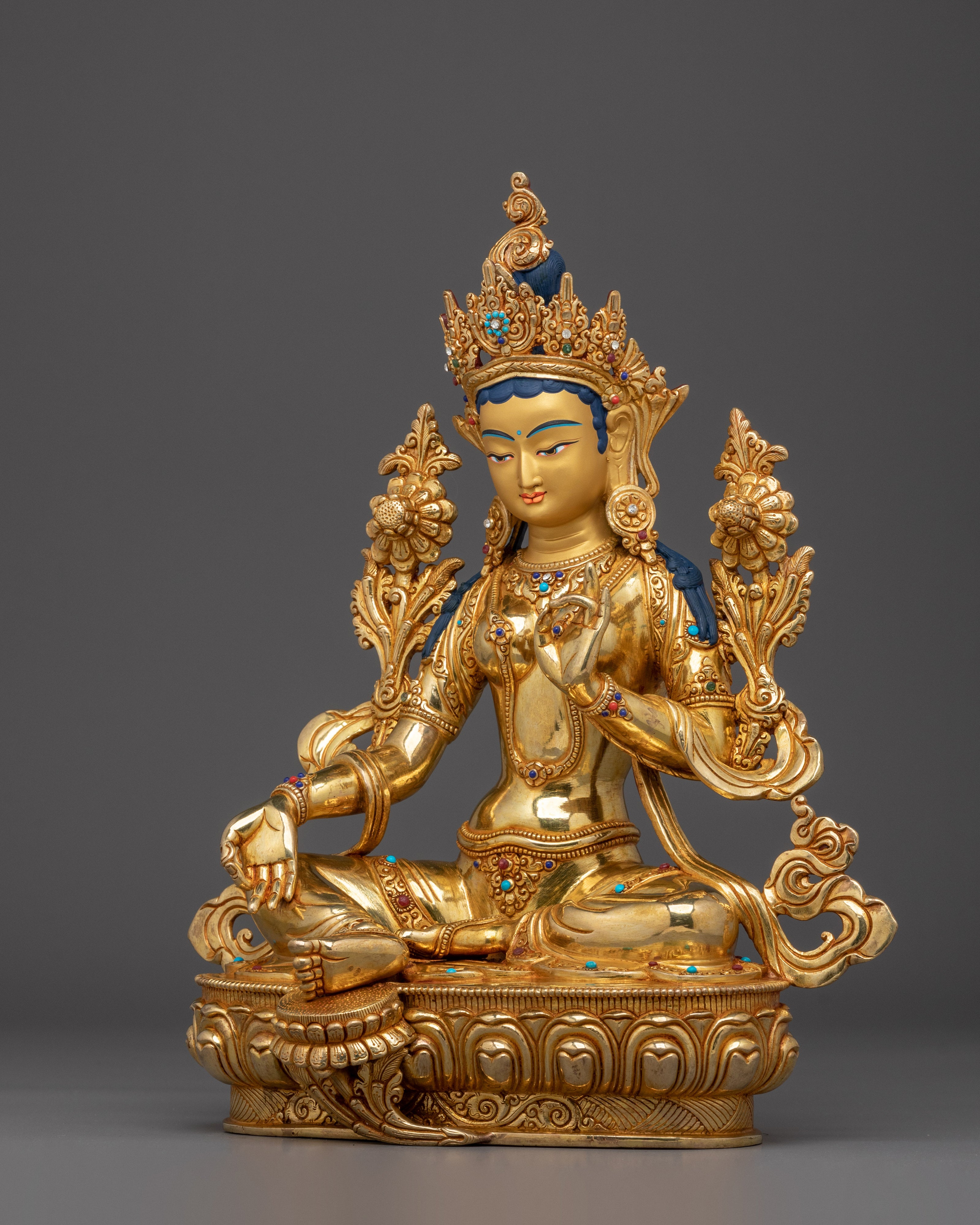 Radiant Green Tara Statue for Dharma Decor