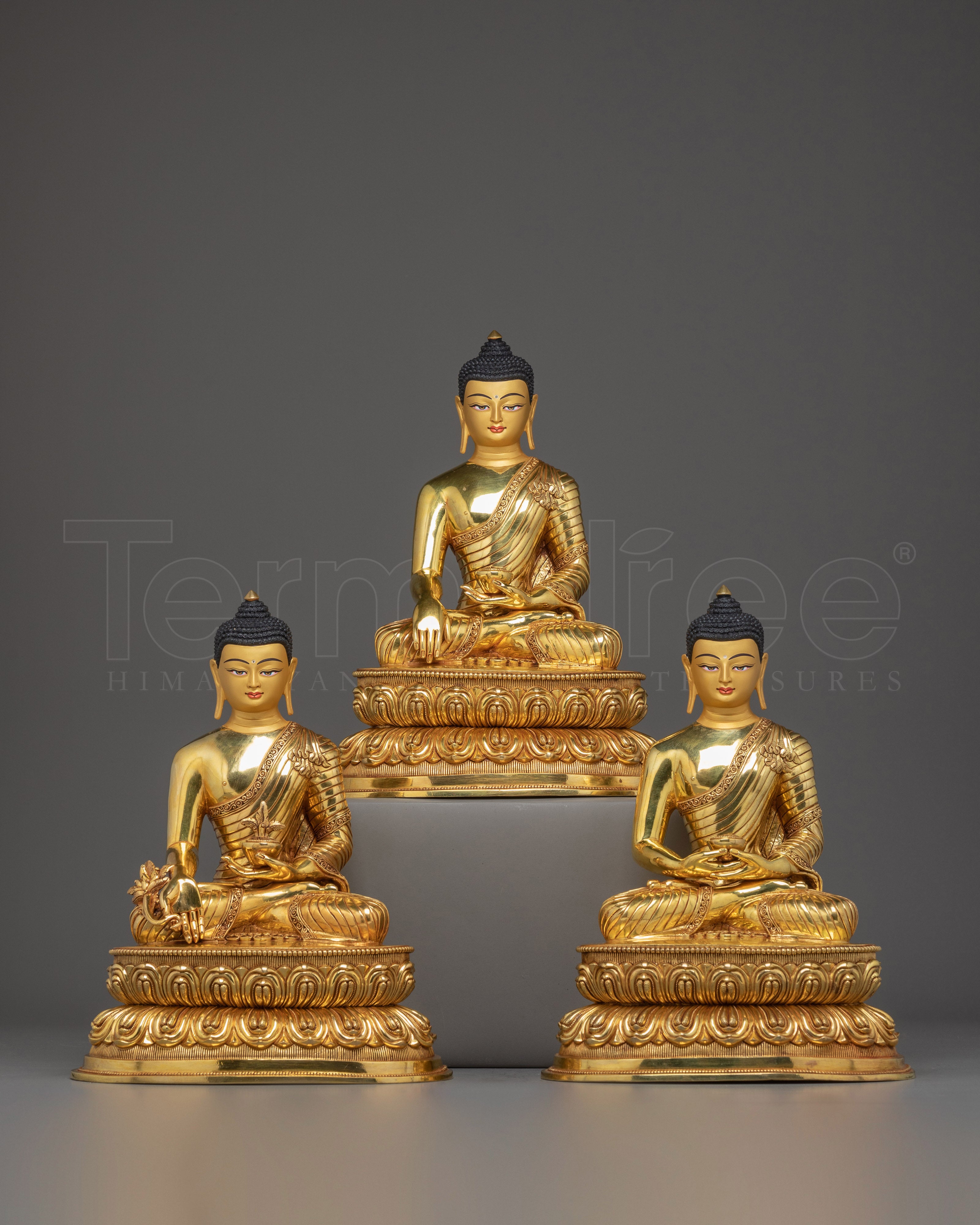 Statue set of Three Buddha: The Enlightened Trio | Golden Sculptures