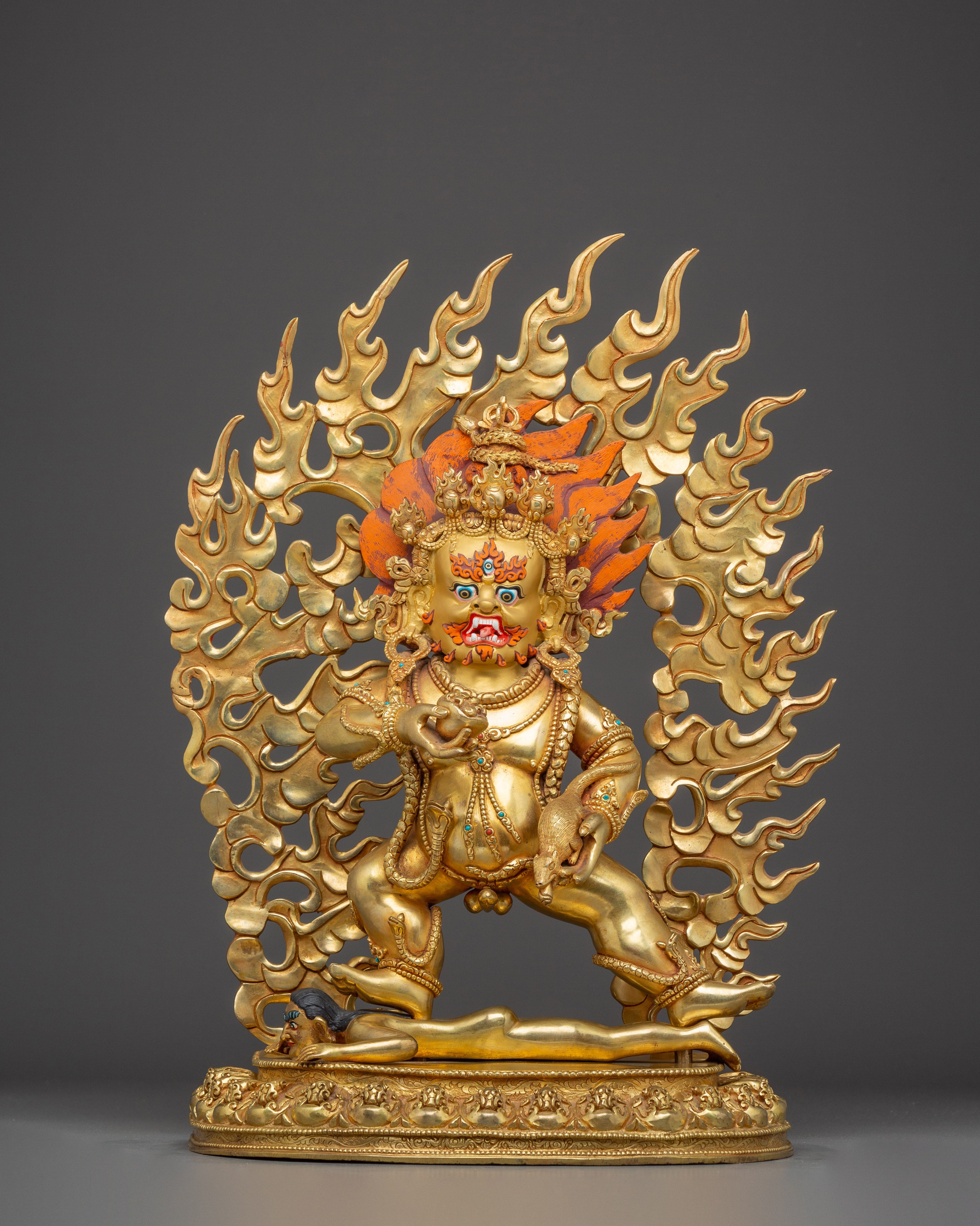 Black Dzambahala 24K Gold Tibetan Wealth Deity Art