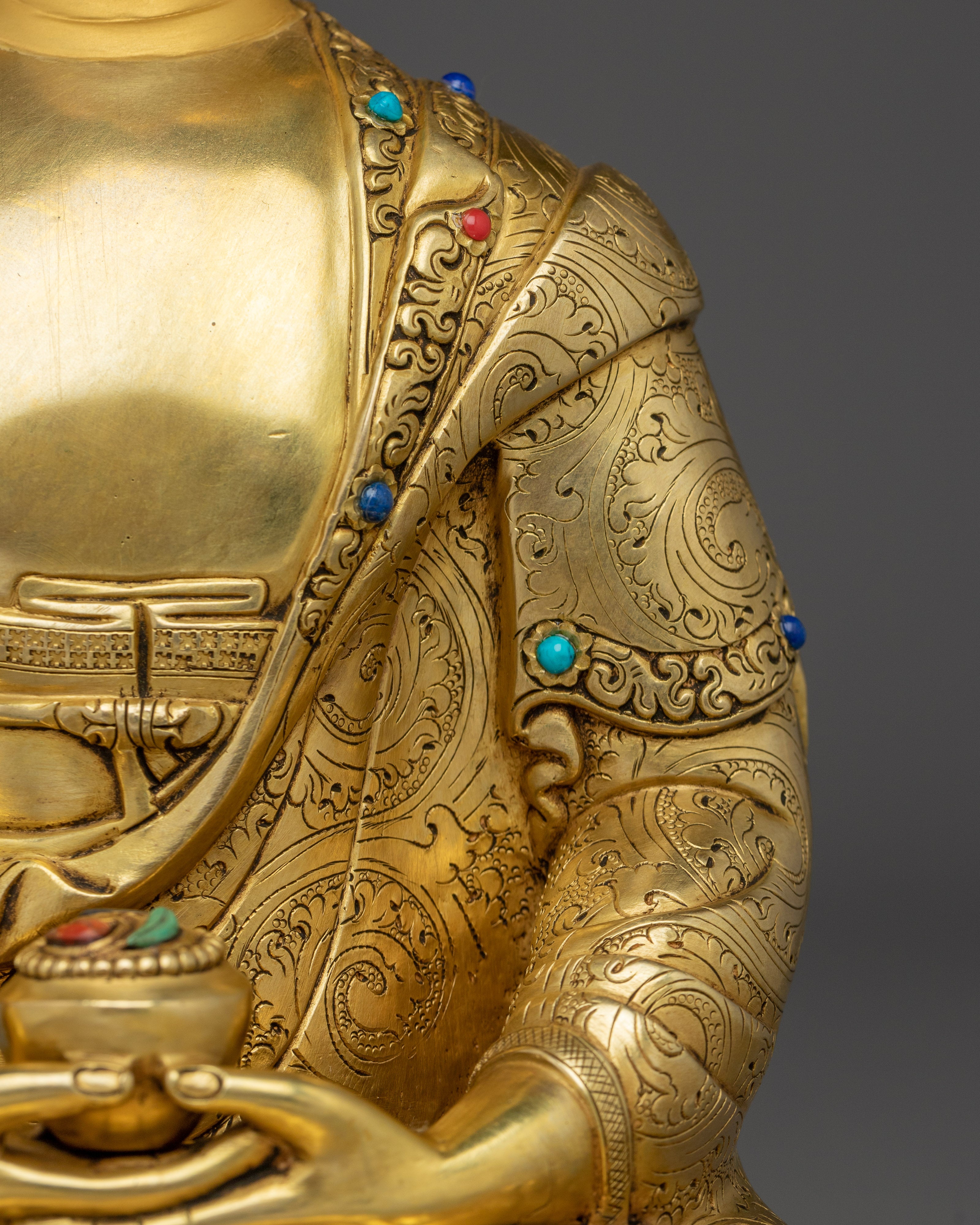 Gold Gilded Amitabha Buddha Artwork | Handcrafted Himalayan Statue