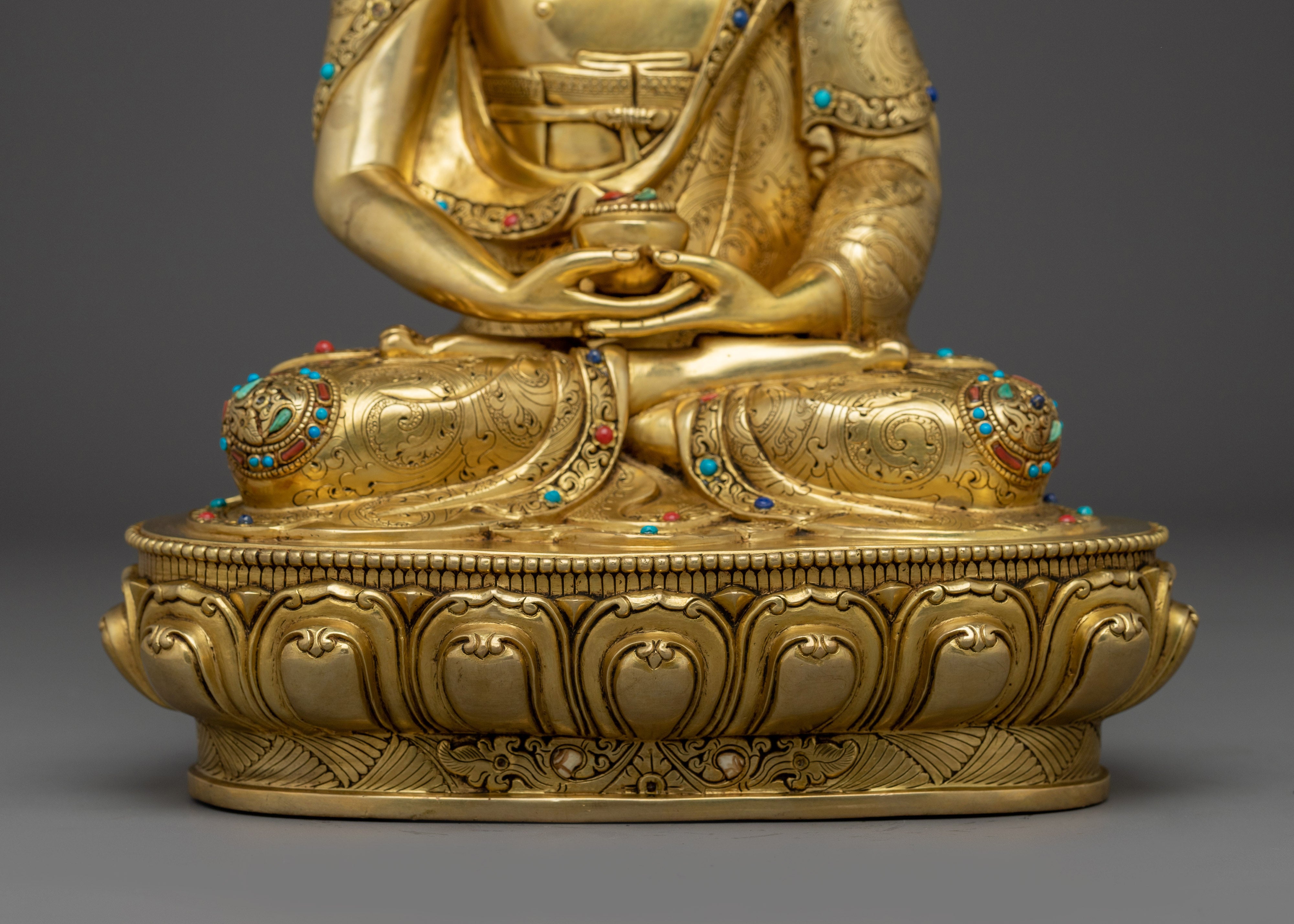 Gold Gilded Amitabha Buddha Artwork | Handcrafted Himalayan Statue