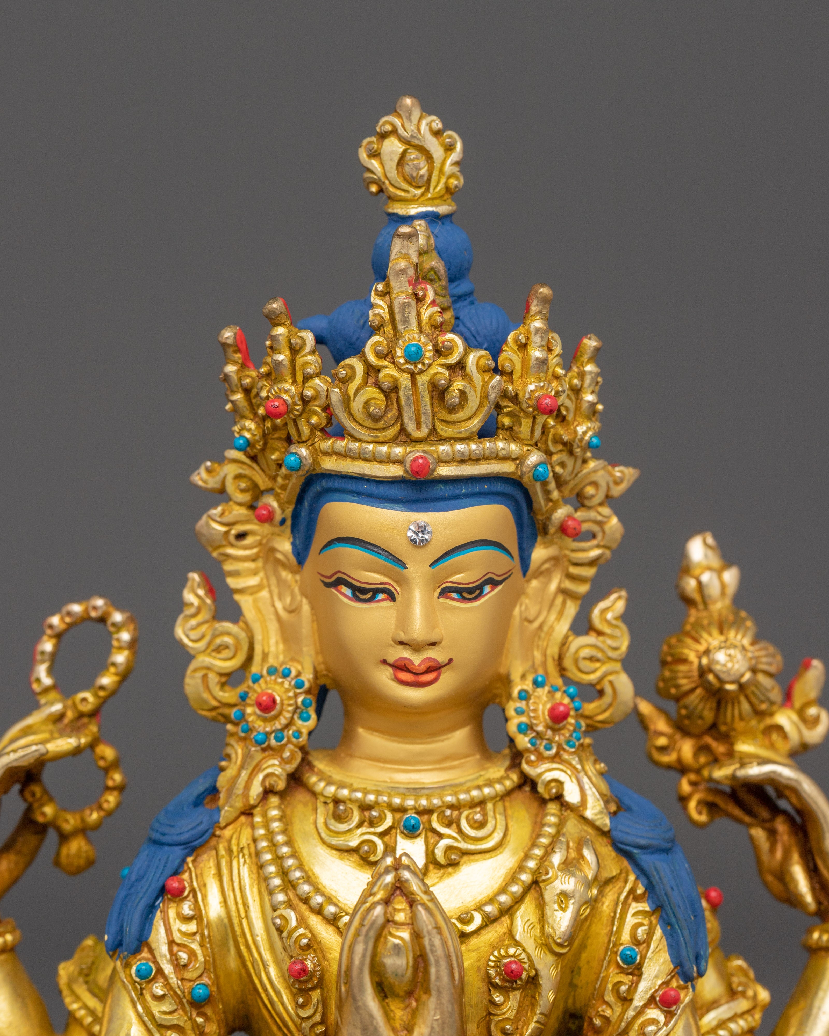 Compassion Lord Four-Armed Chenrezig Statue