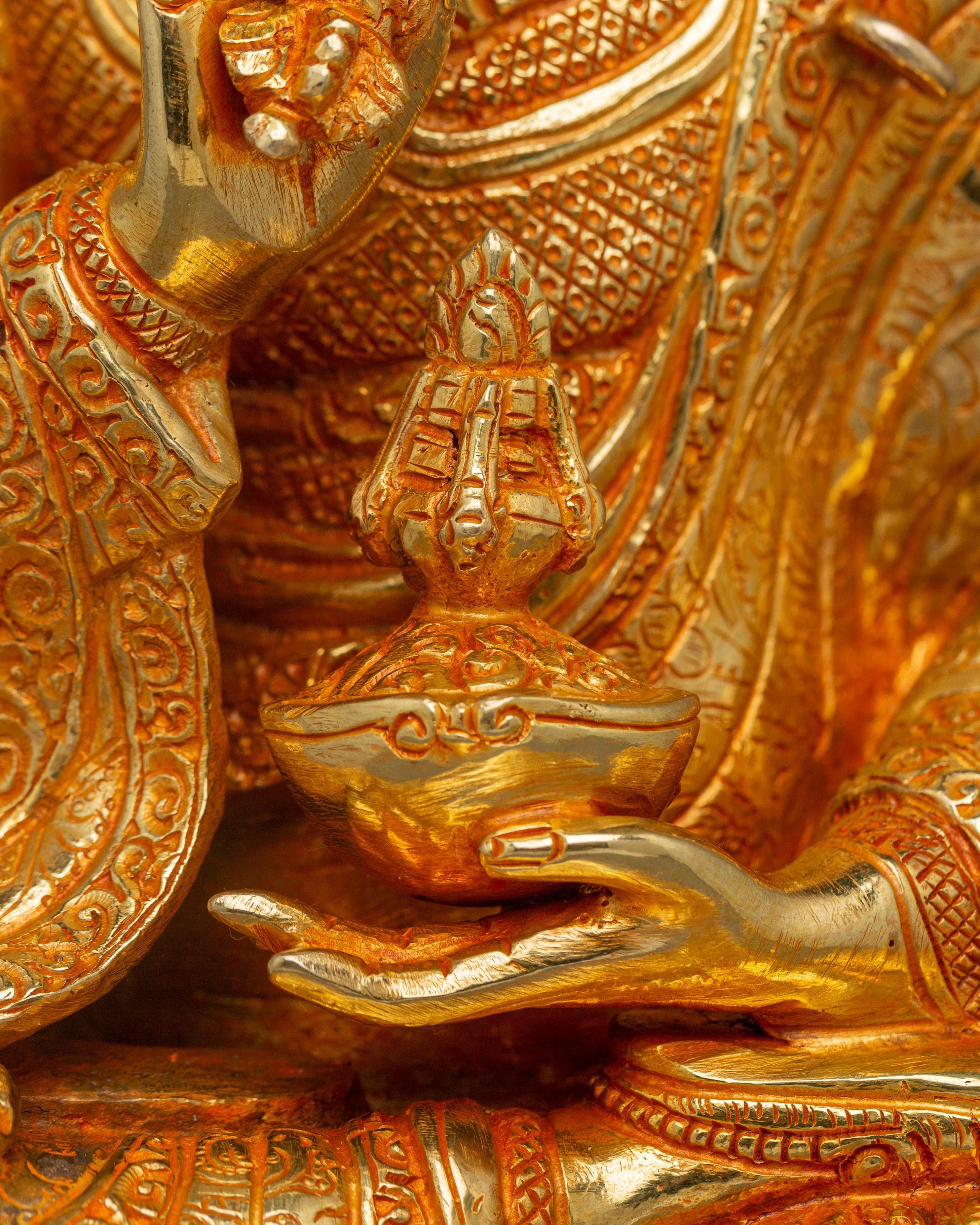 Guru Rinpoche, Protector of Dharma | Nepali Handcrafted Gold Icon