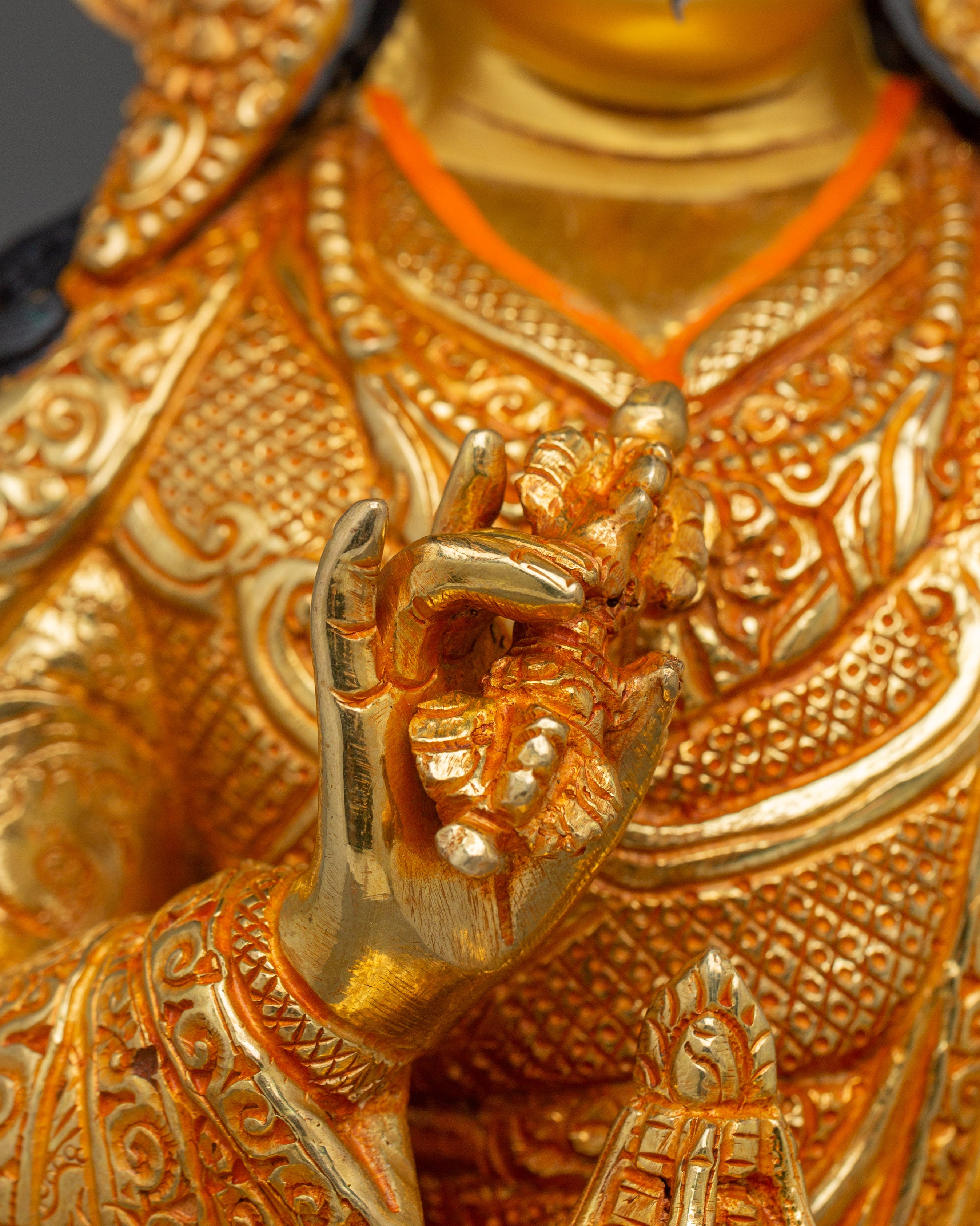 Guru Rinpoche, Protector of Dharma | Nepali Handcrafted Gold Icon