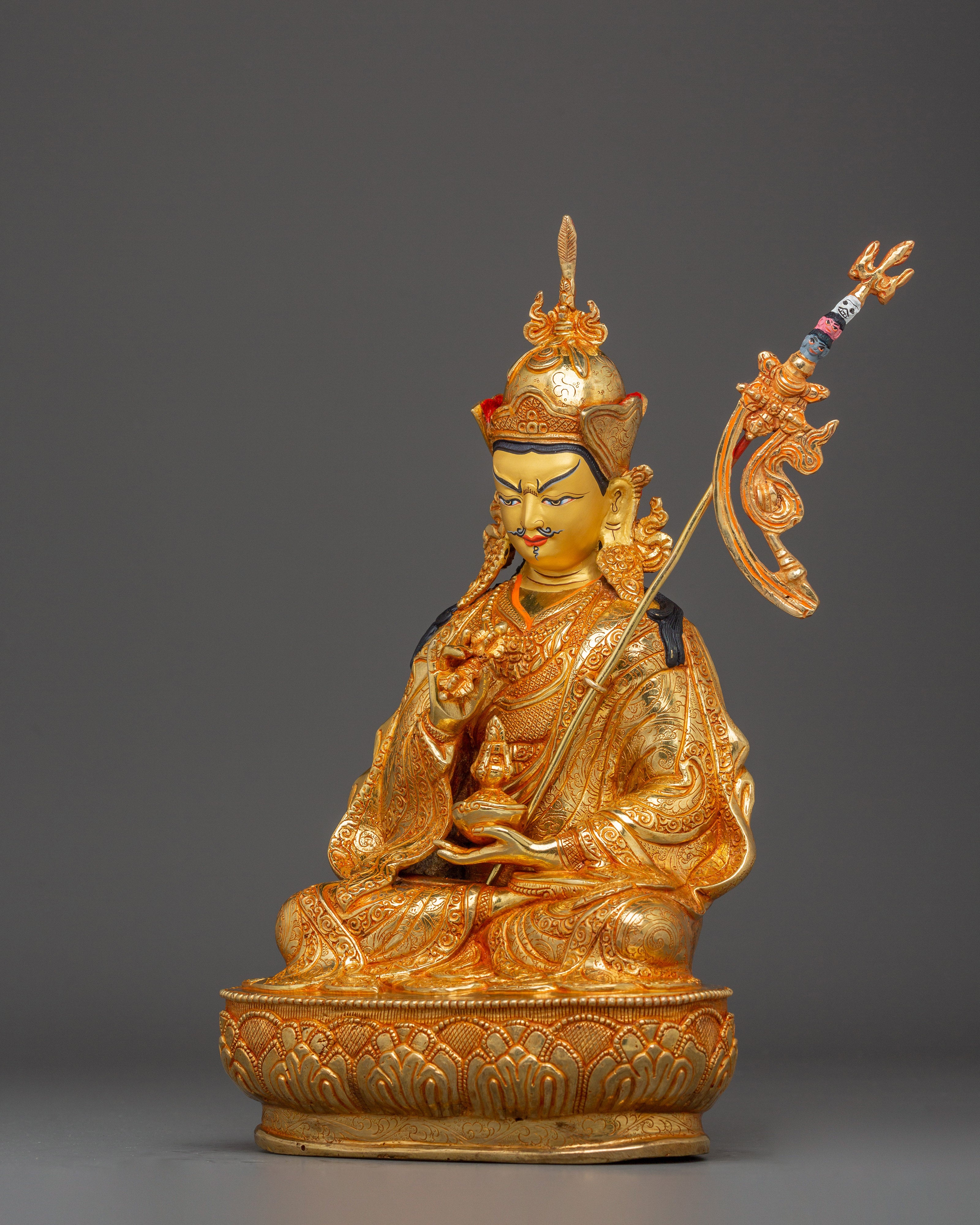 Guru Rinpoche, Protector of Dharma | Nepali Handcrafted Gold Icon