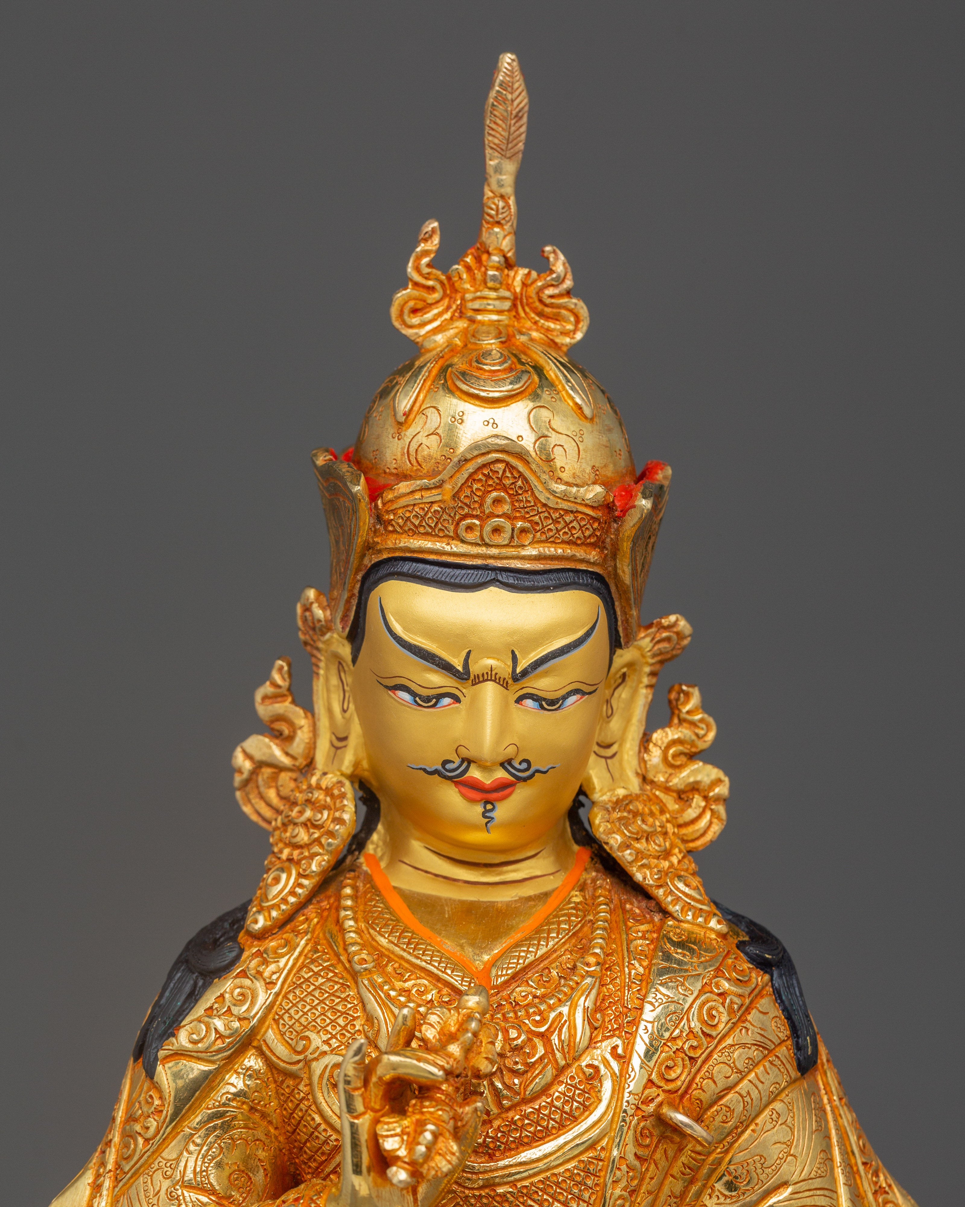 Guru Rinpoche, Protector of Dharma | Nepali Handcrafted Gold Icon