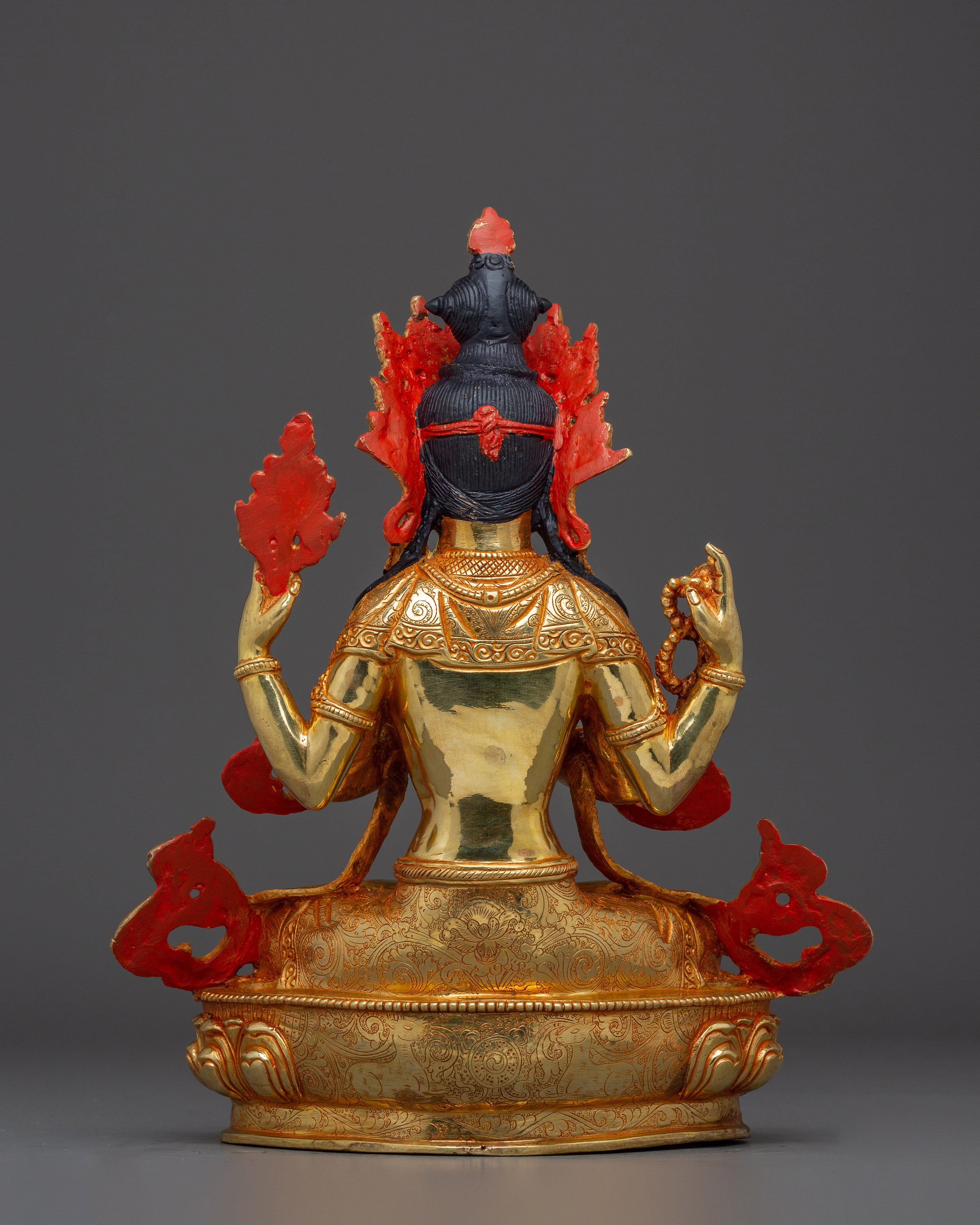 Chenrezig, Enlightened Teacher of Compassion | Nepali Handcrafted Gold Icon