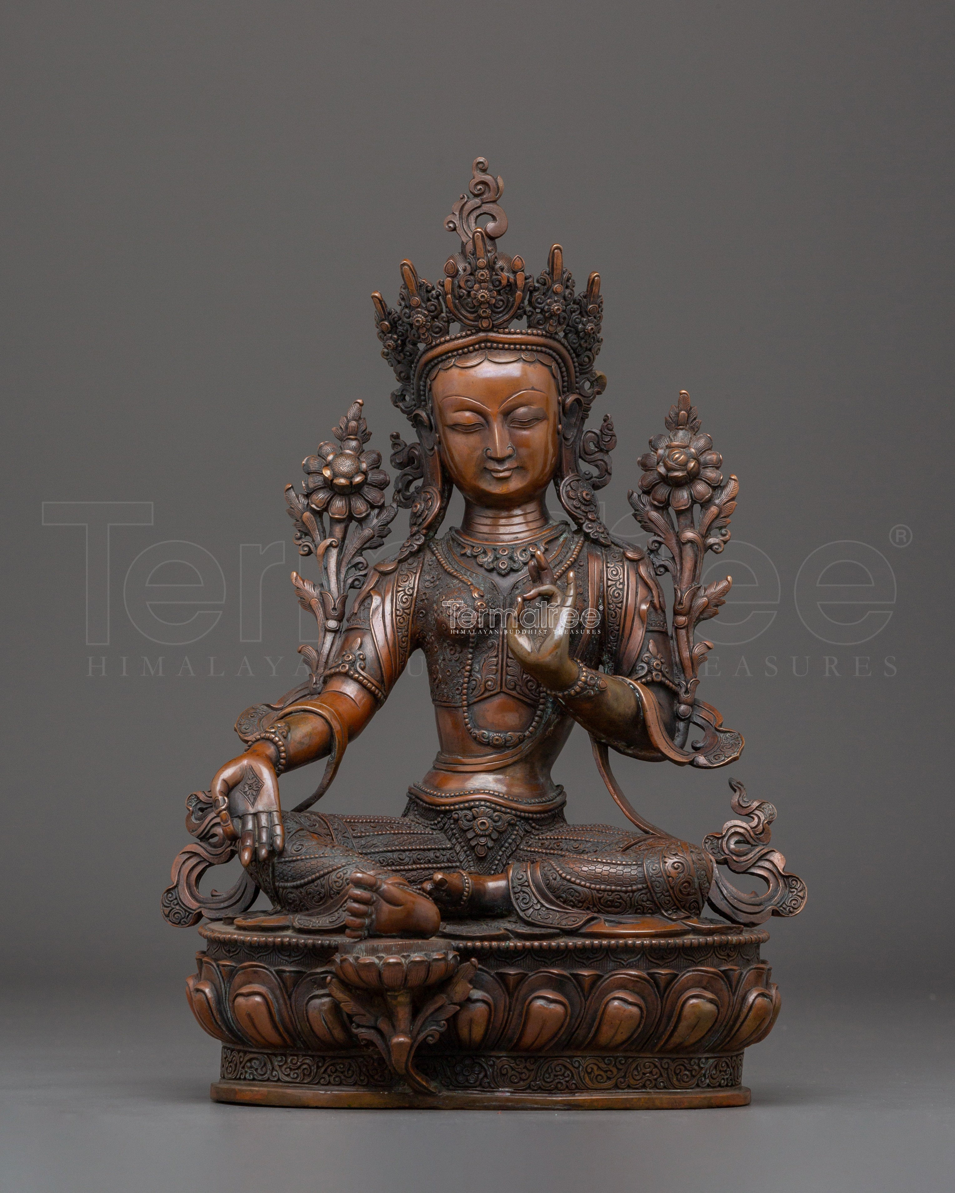 Green Tara Oxidized Artwork | Meditation and Spiritual Shrine