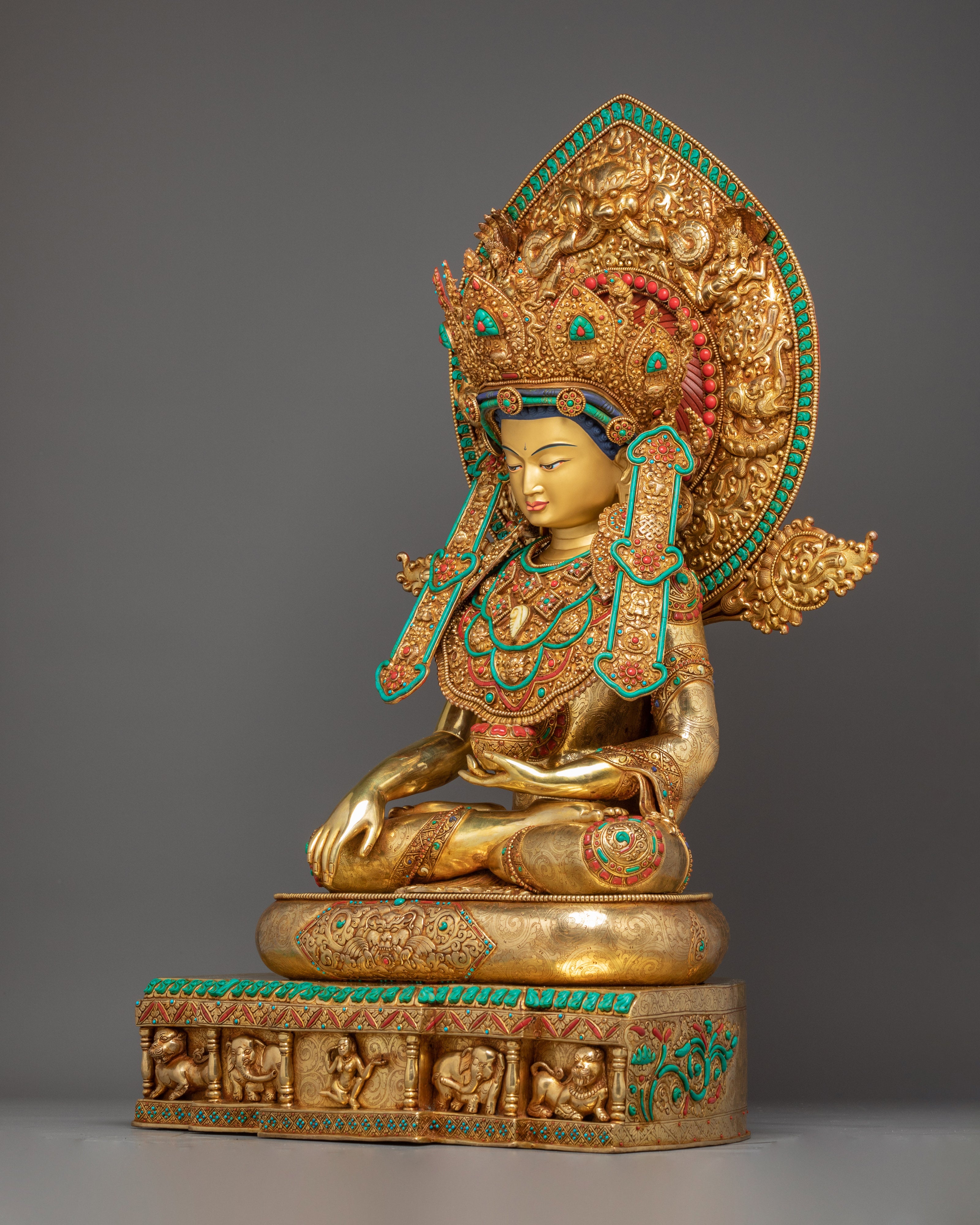 Majestic Crowned Shakyamuni Buddha Statue