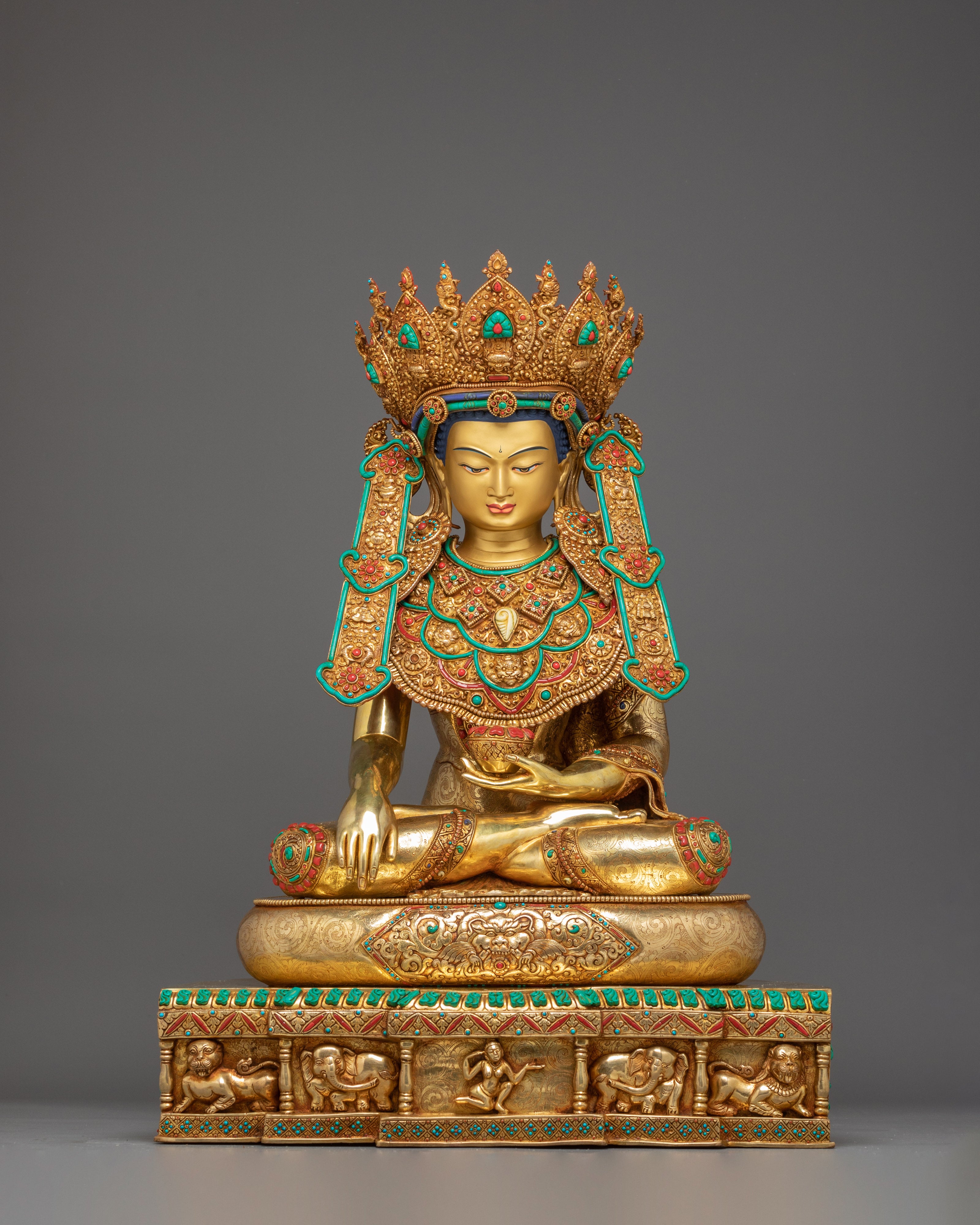Majestic Crowned Shakyamuni Buddha Statue