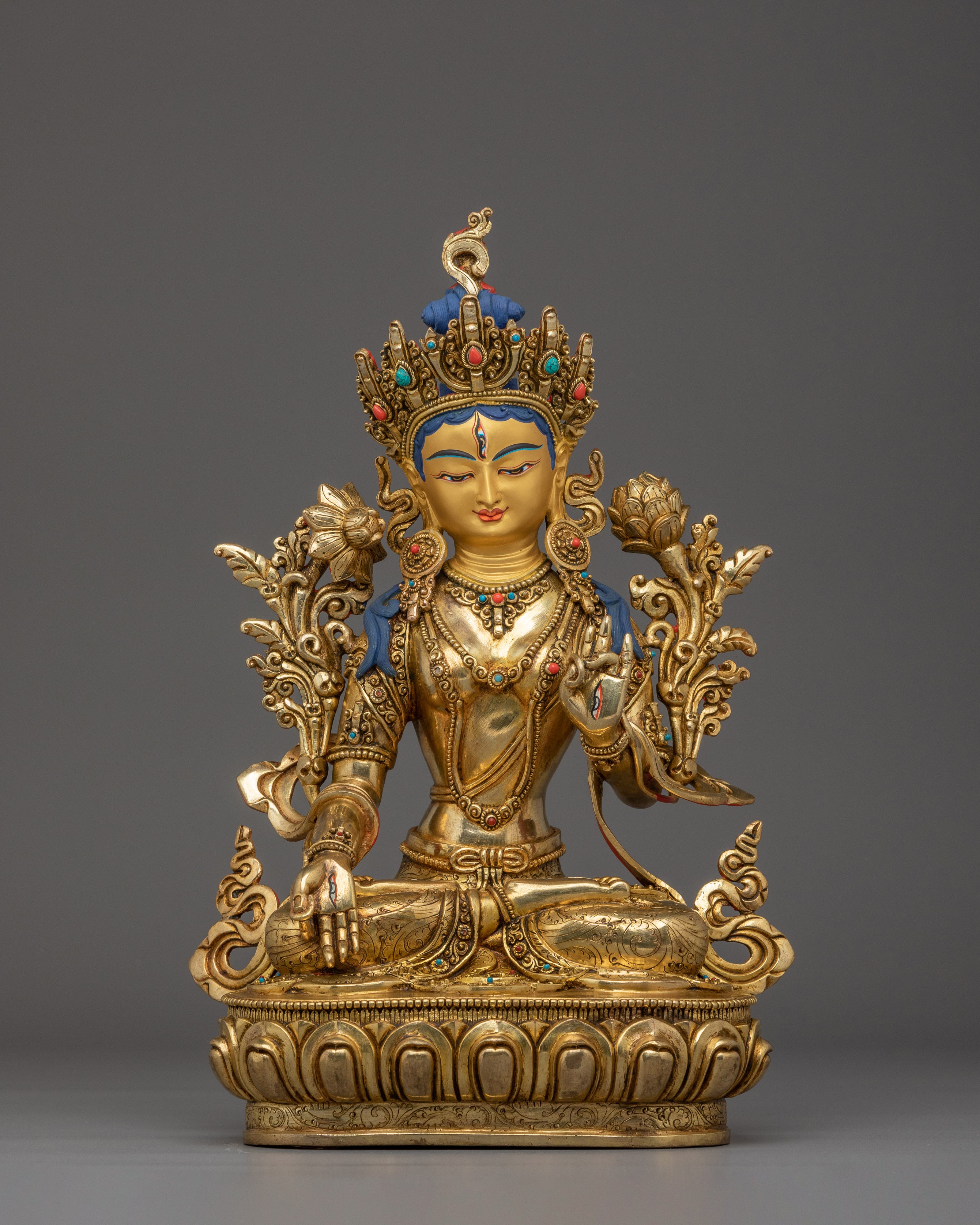 himalayan-golden-white-tara-statue