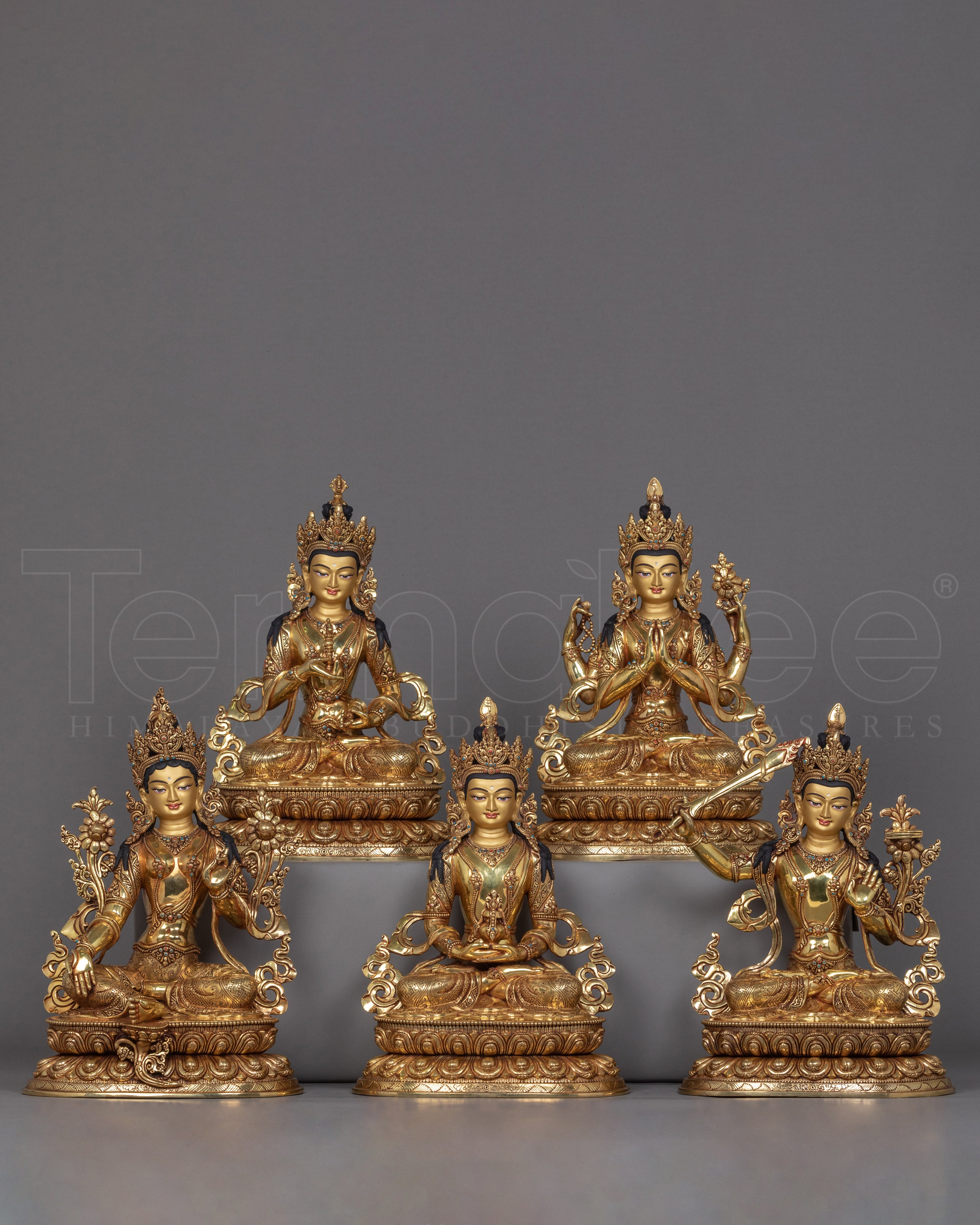 Bodhisattvas Sculpture Set Nepal | Traditionally Handcrafted Buddhist Set - Termatree