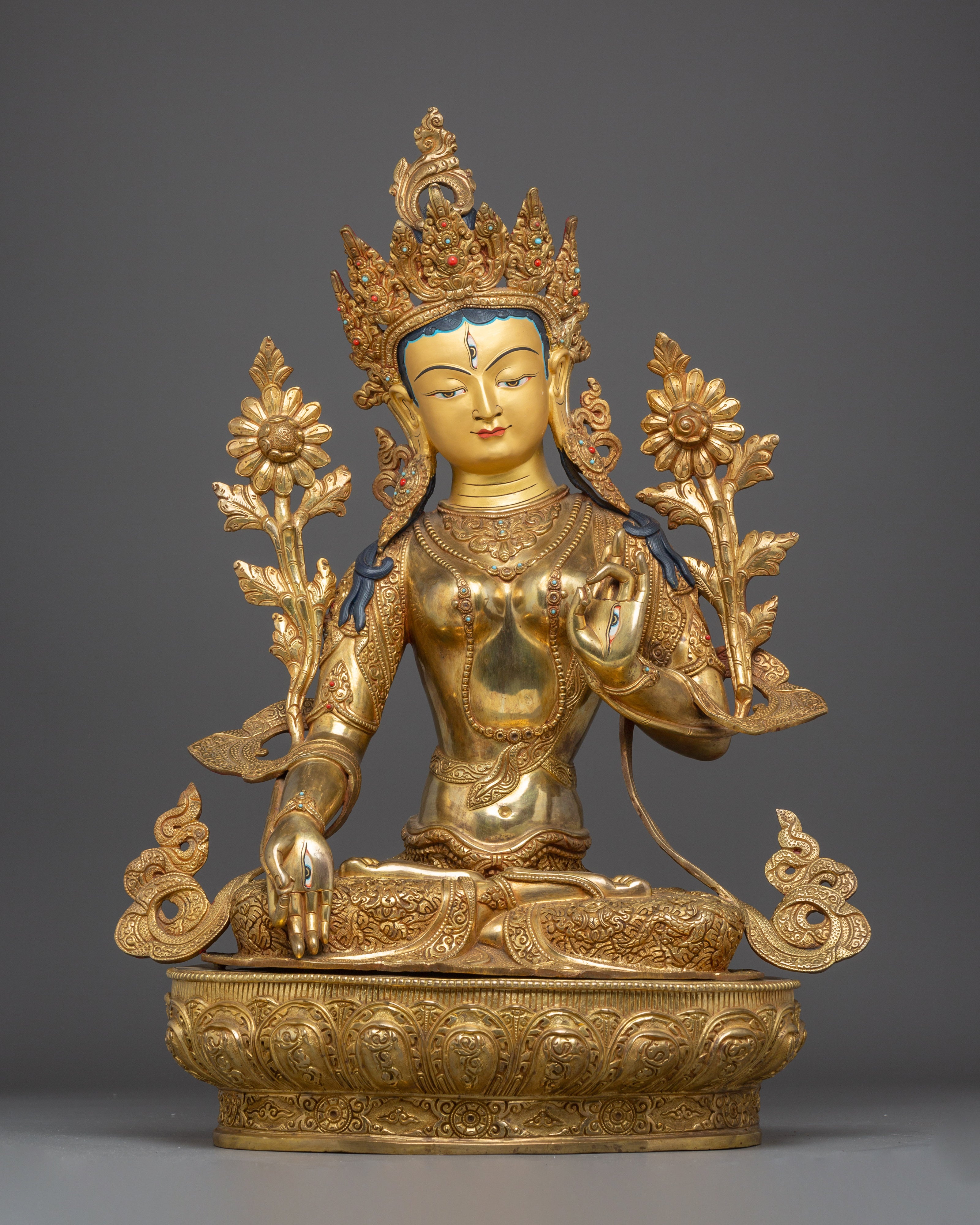 White Tara Figurine, Goddess of Longevity and Healing