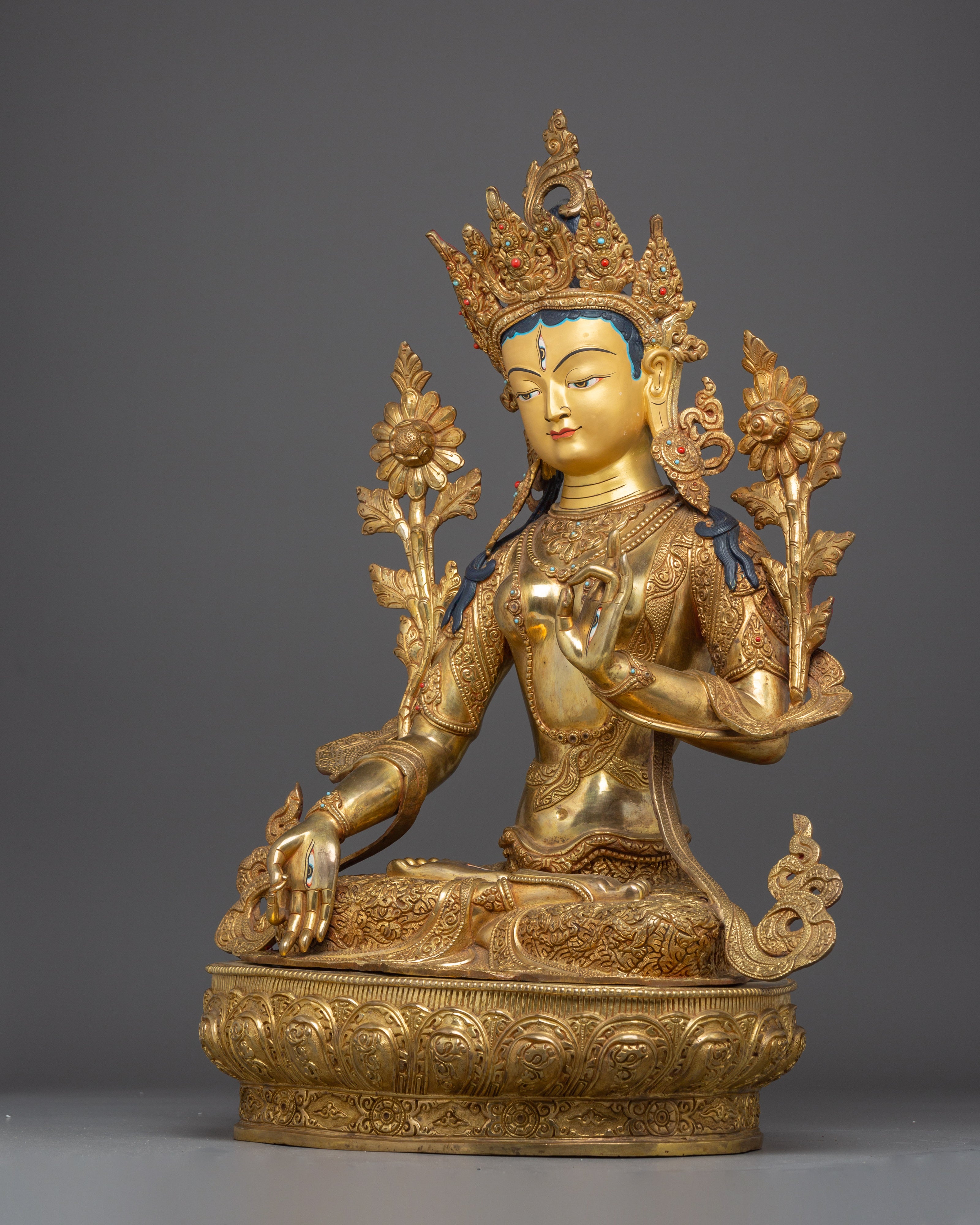 White Tara Figurine, Goddess of Longevity and Healing