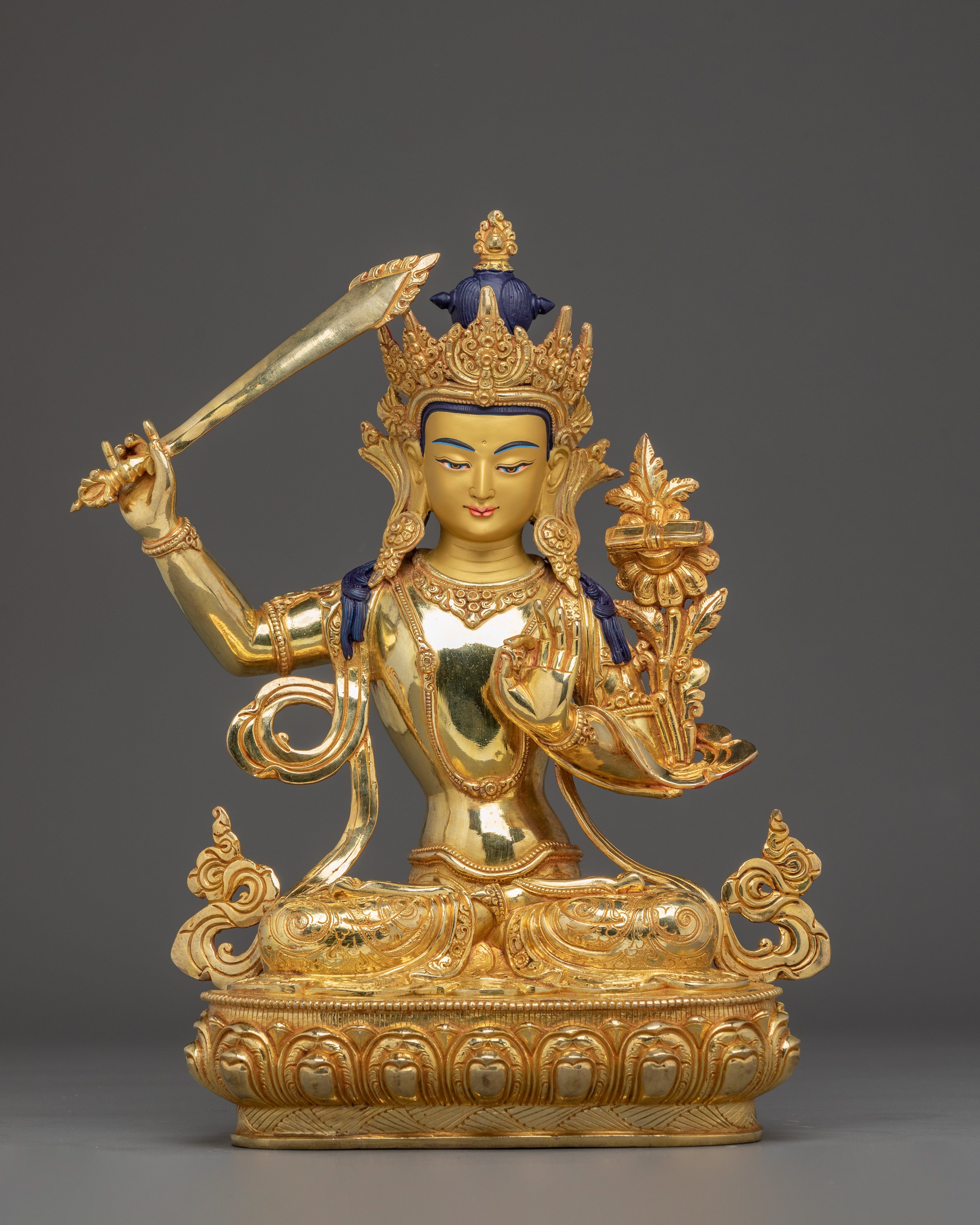 Golden Manjushri Statue: Sword of Wisdom 