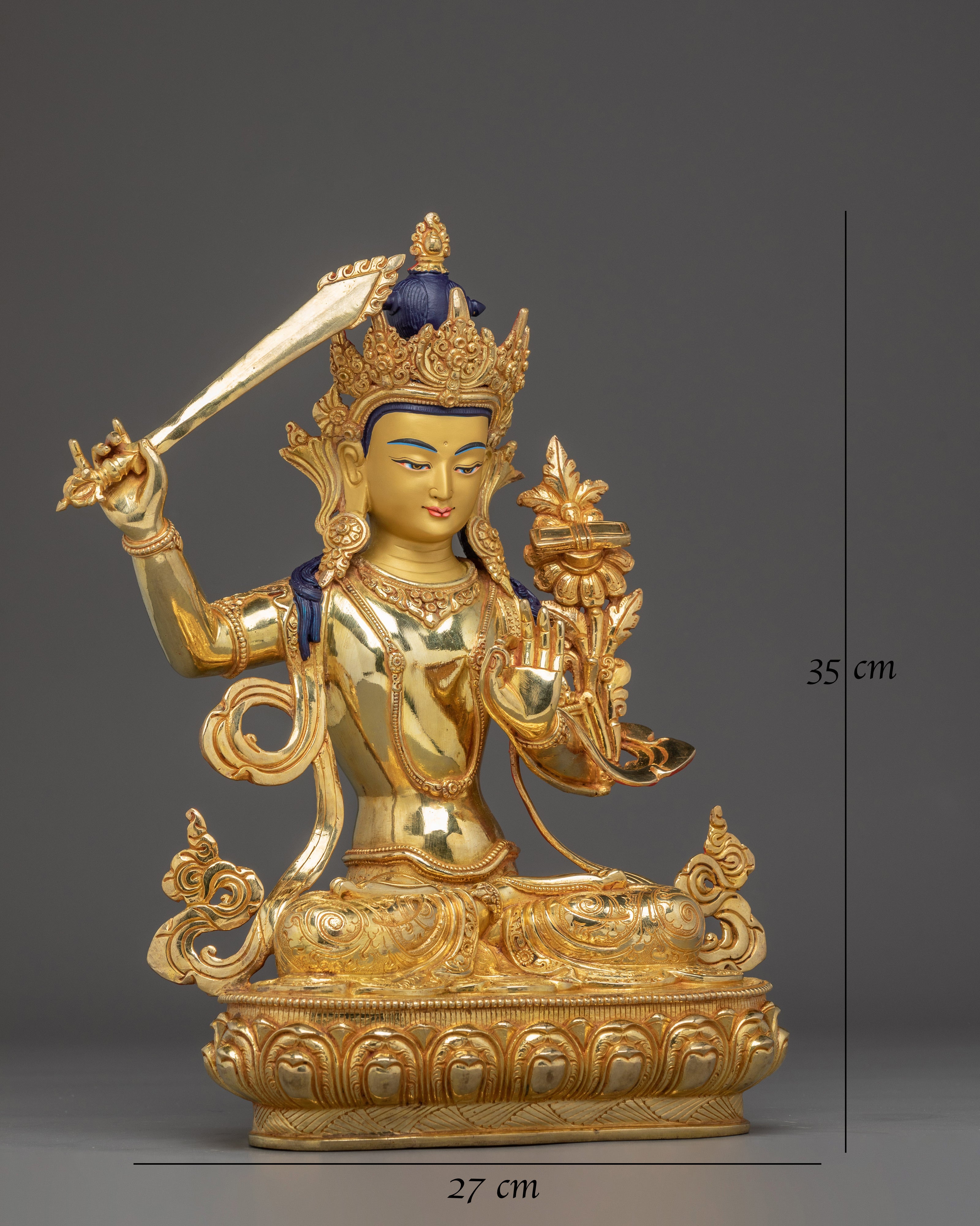 Golden Manjushri Statue: Sword of Wisdom 