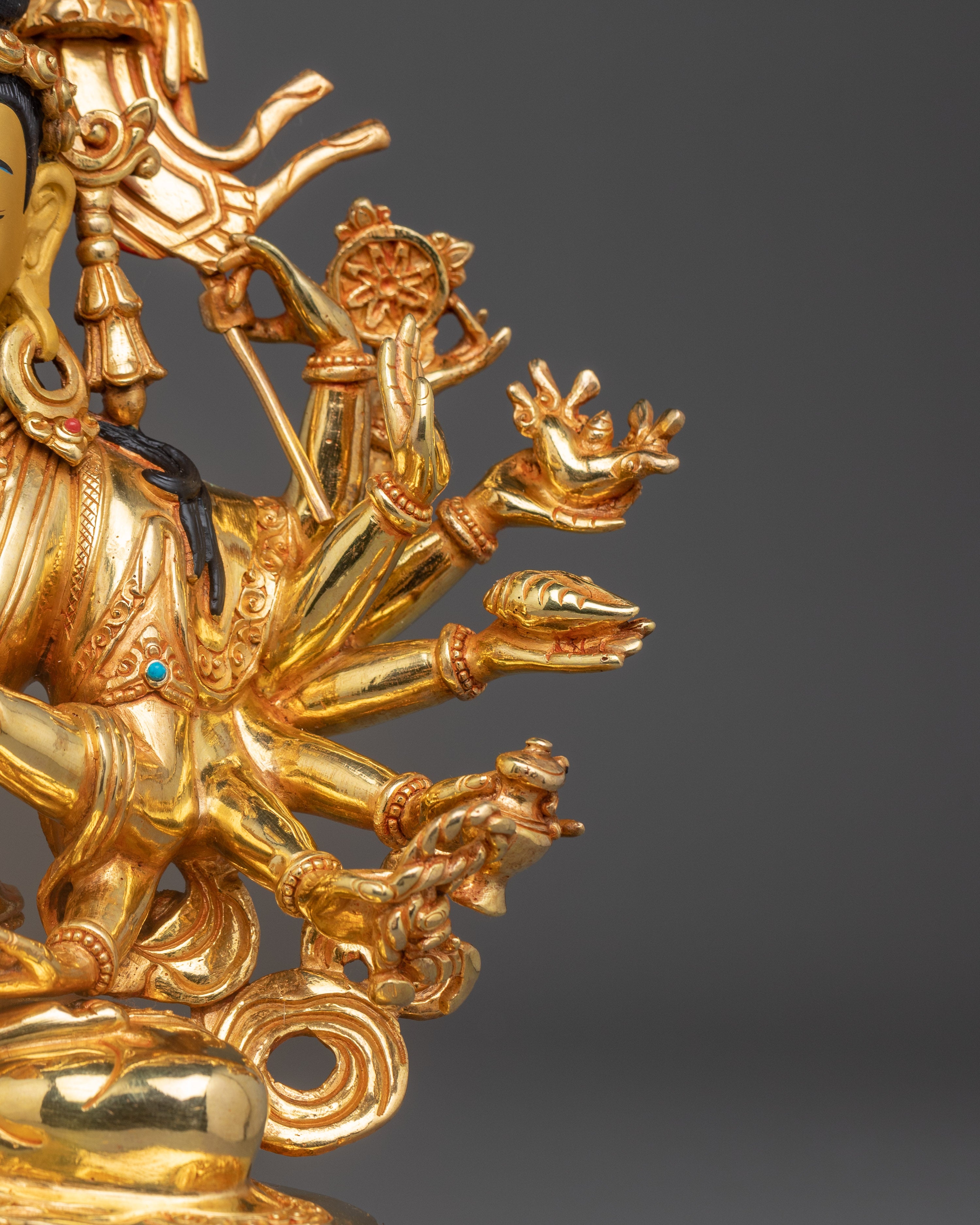 Bodhisattva Cundi Artwork | 24K Gold Gilded Spiritual Statue
