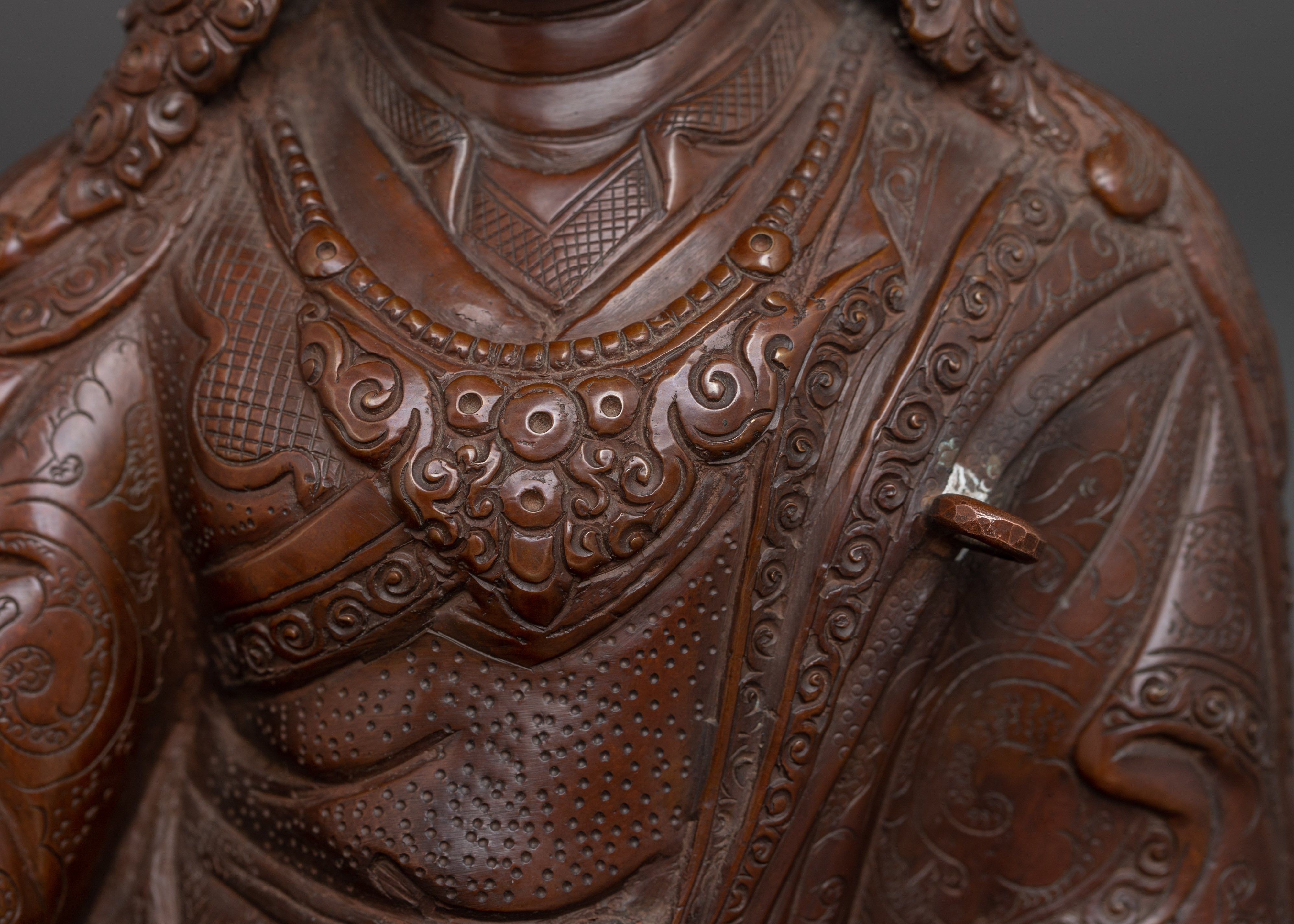 Oxidized Copper Statue of Guru Rinpoche