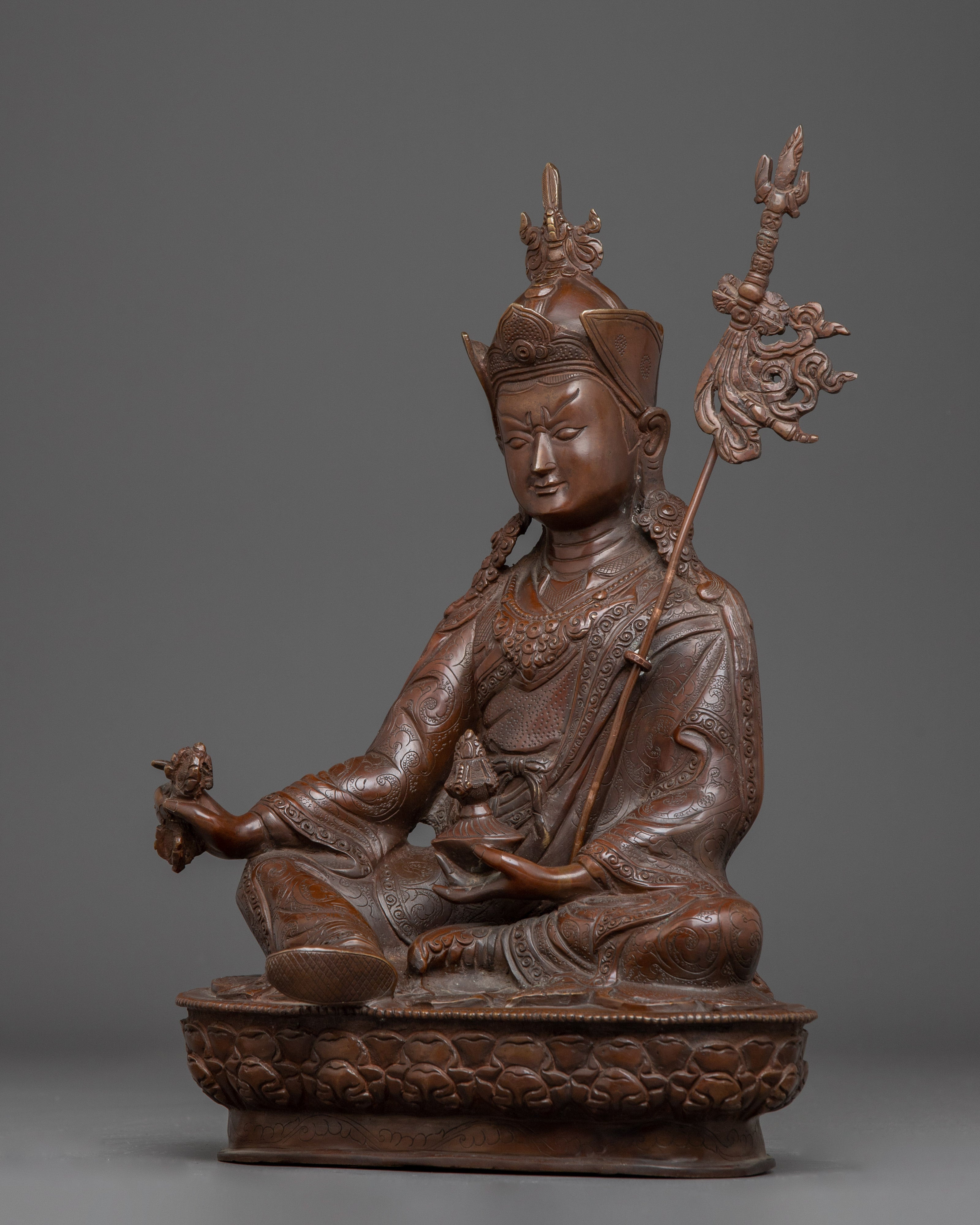 Oxidized Copper Statue of Guru Rinpoche