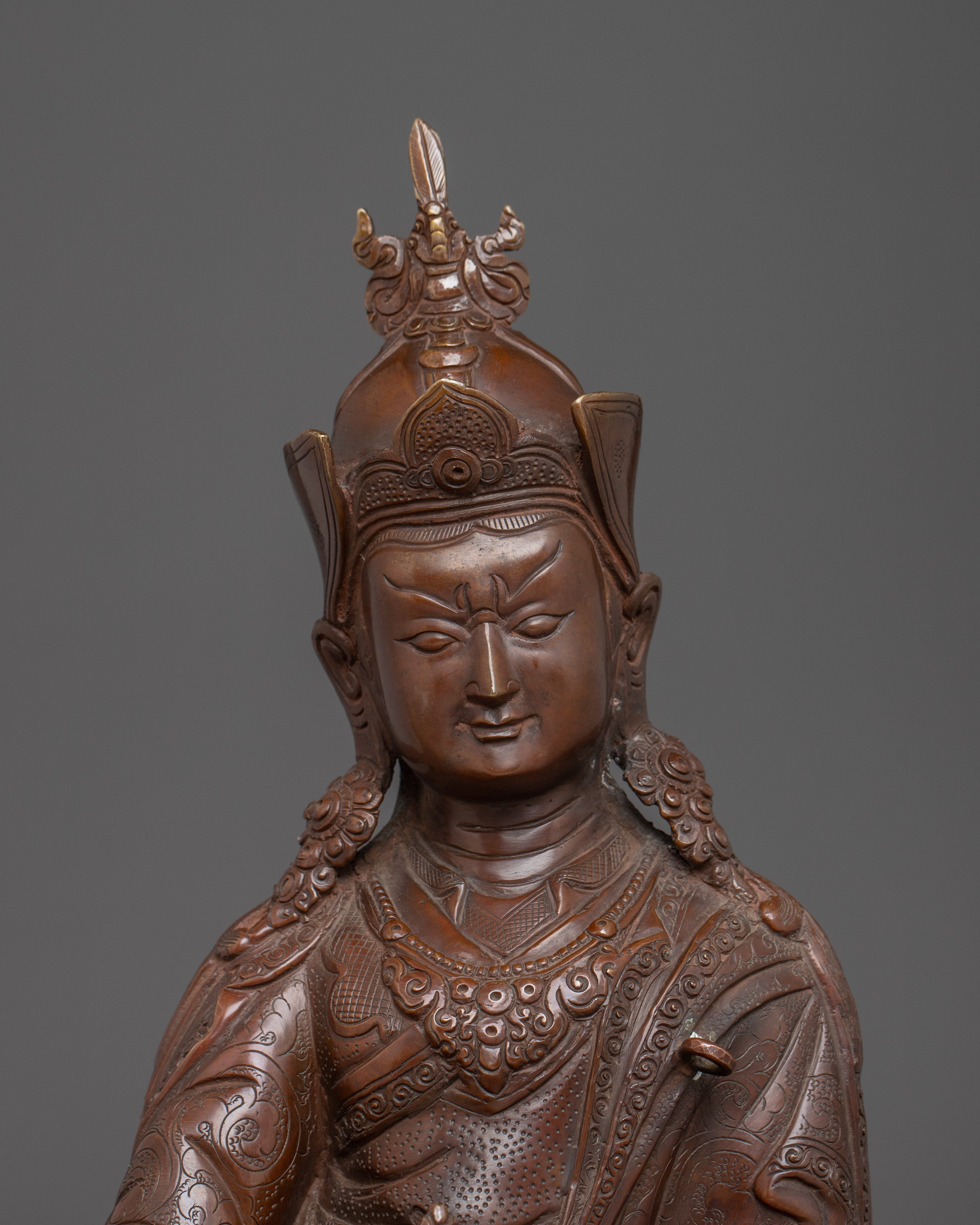 Oxidized Copper Statue of Guru Rinpoche