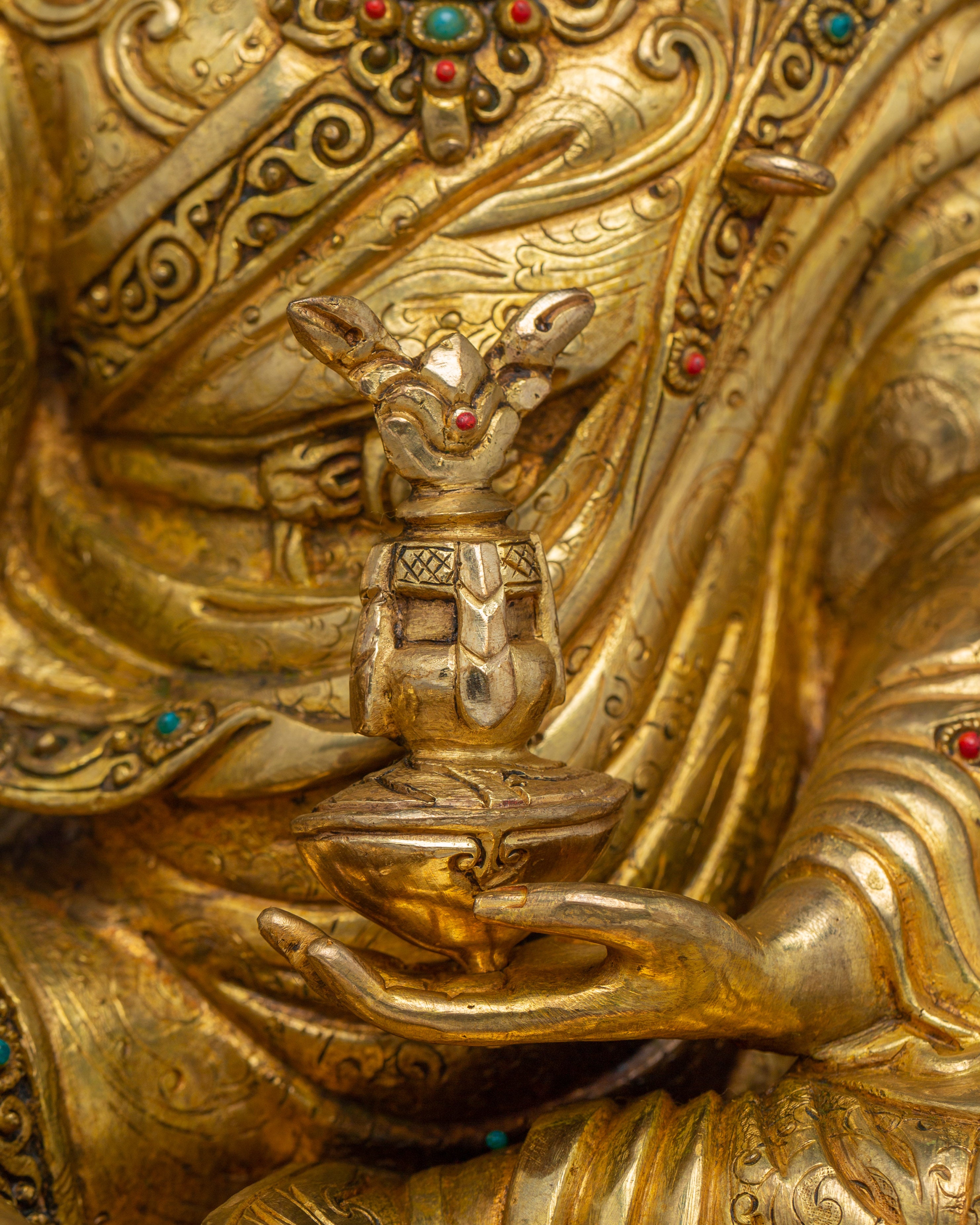 Tibetan Guru Rinpoche Statue in 24K Gold | A Symbol of Wisdom & Protection