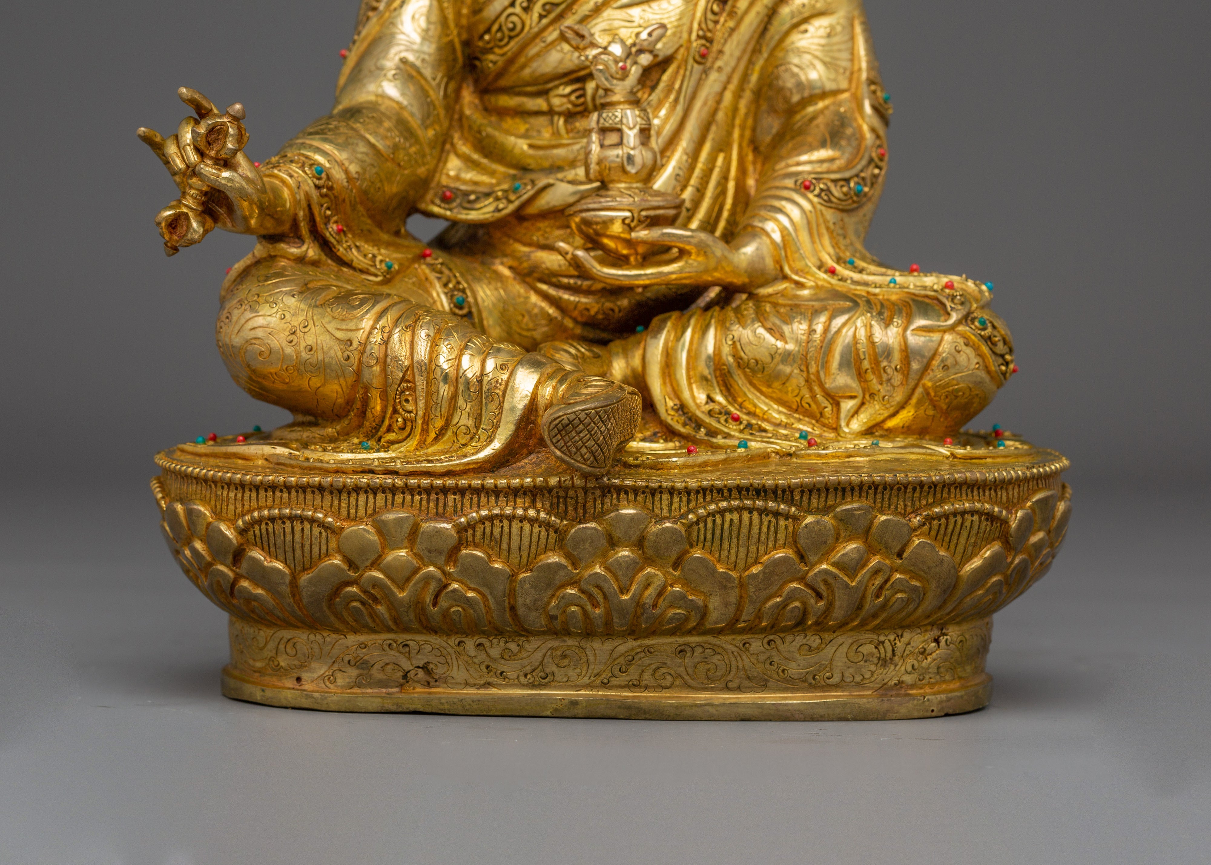 Tibetan Guru Rinpoche Statue in 24K Gold | A Symbol of Wisdom & Protection