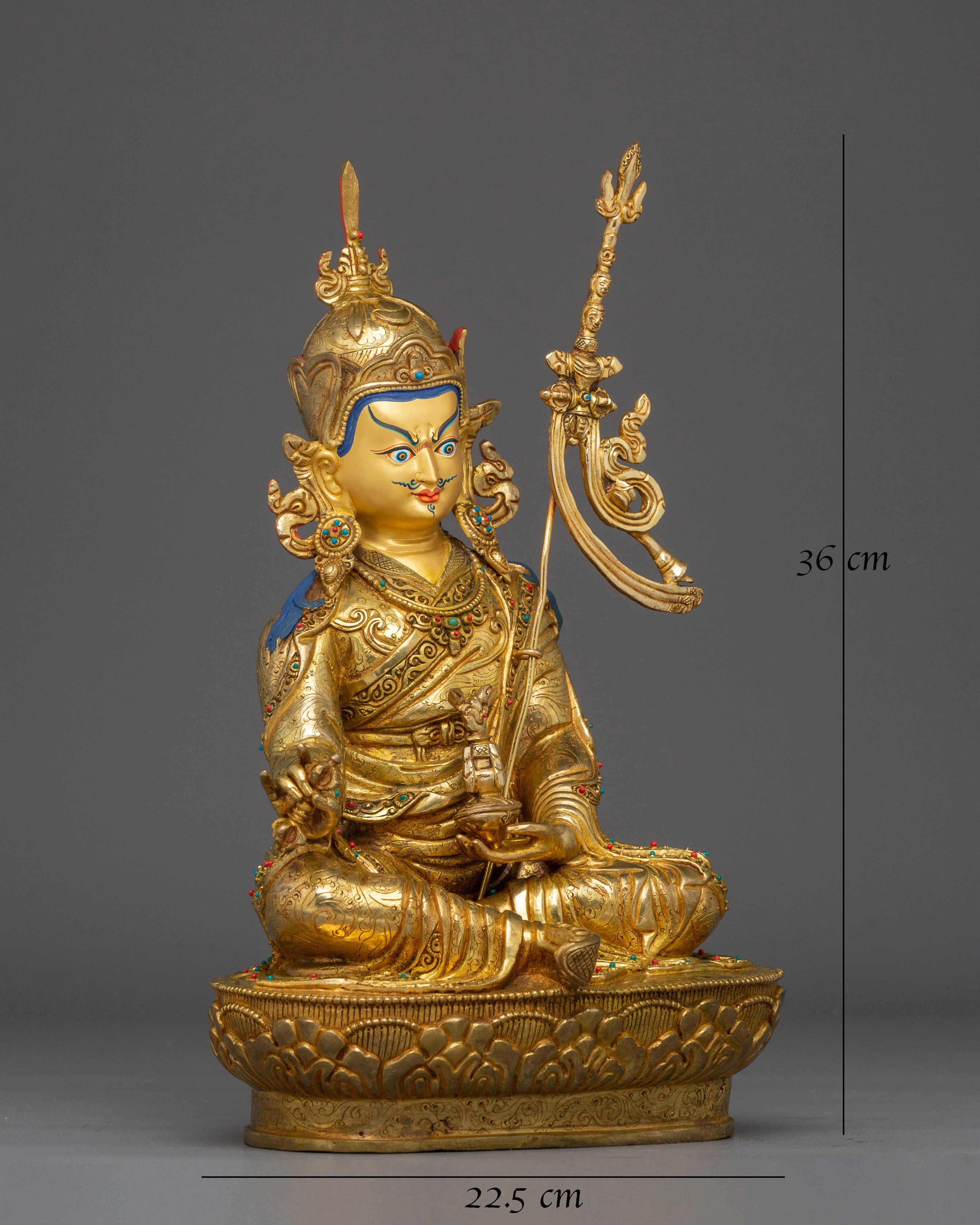 Tibetan Guru Rinpoche Statue in 24K Gold | A Symbol of Wisdom & Protection