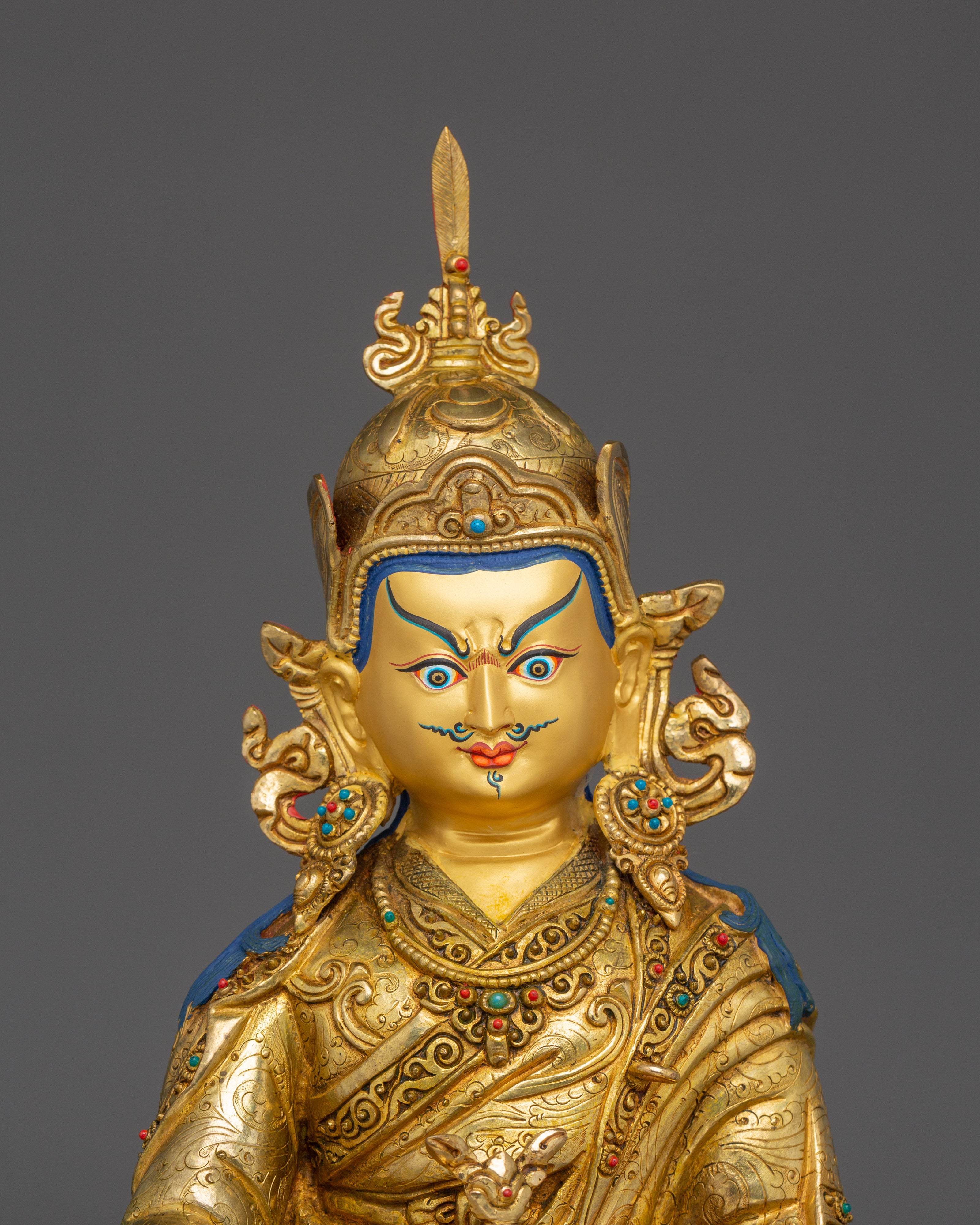 Tibetan Guru Rinpoche Statue in 24K Gold | A Symbol of Wisdom & Protection