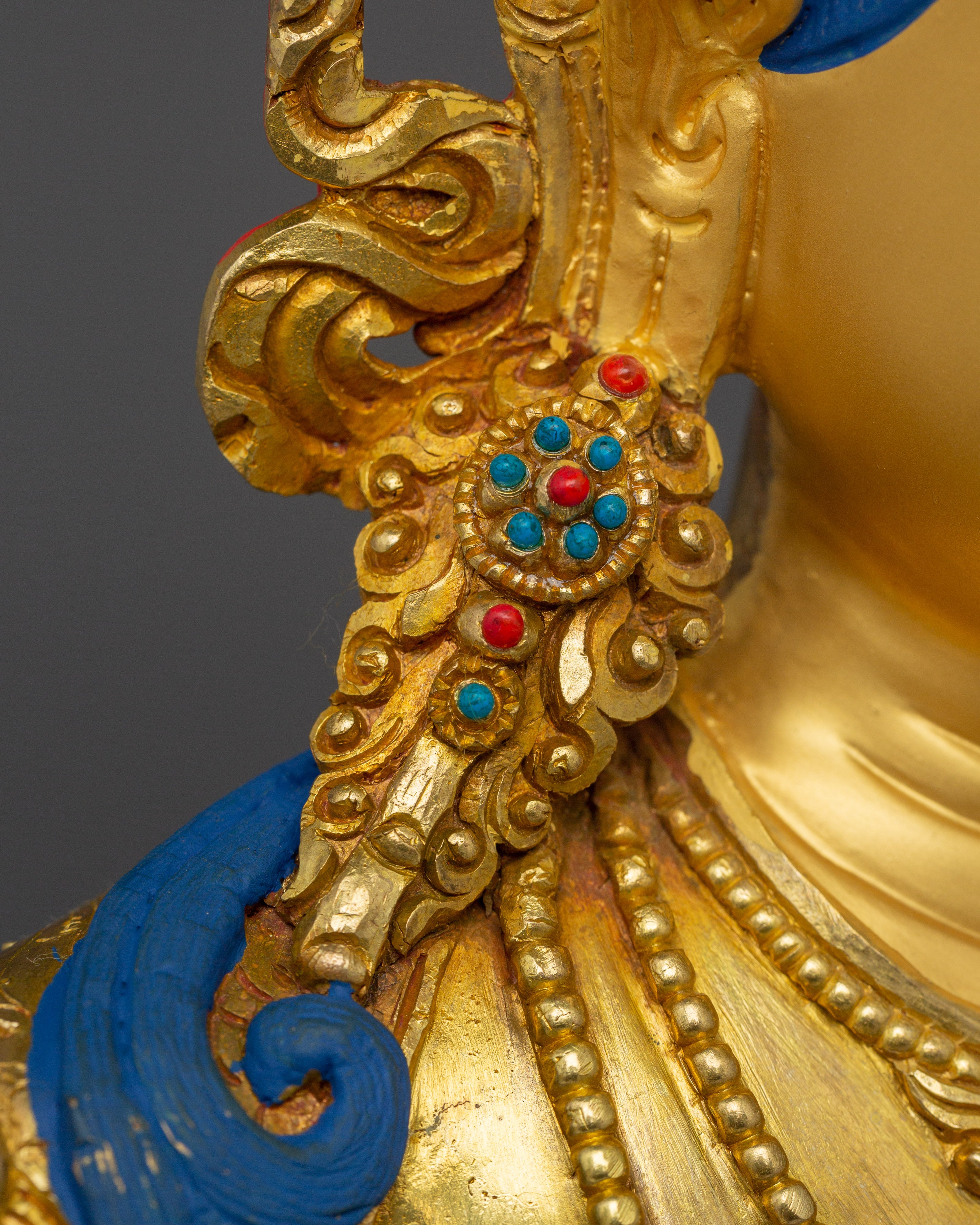 Manjushri, Wisdom Deity with Gold-Gilded Tibetan Artwork