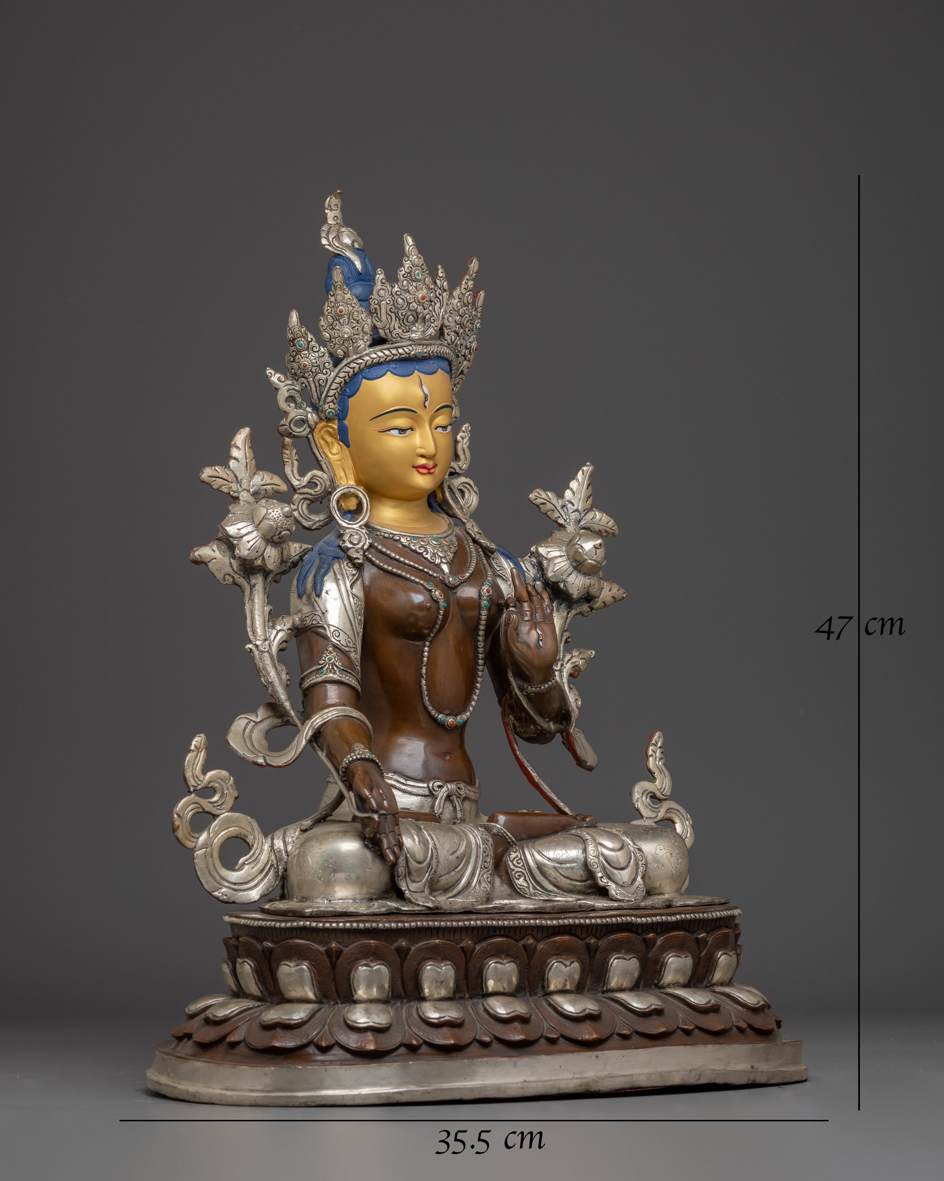 Sita Tara Sculpture: White Tara, She Who Sees All Directions