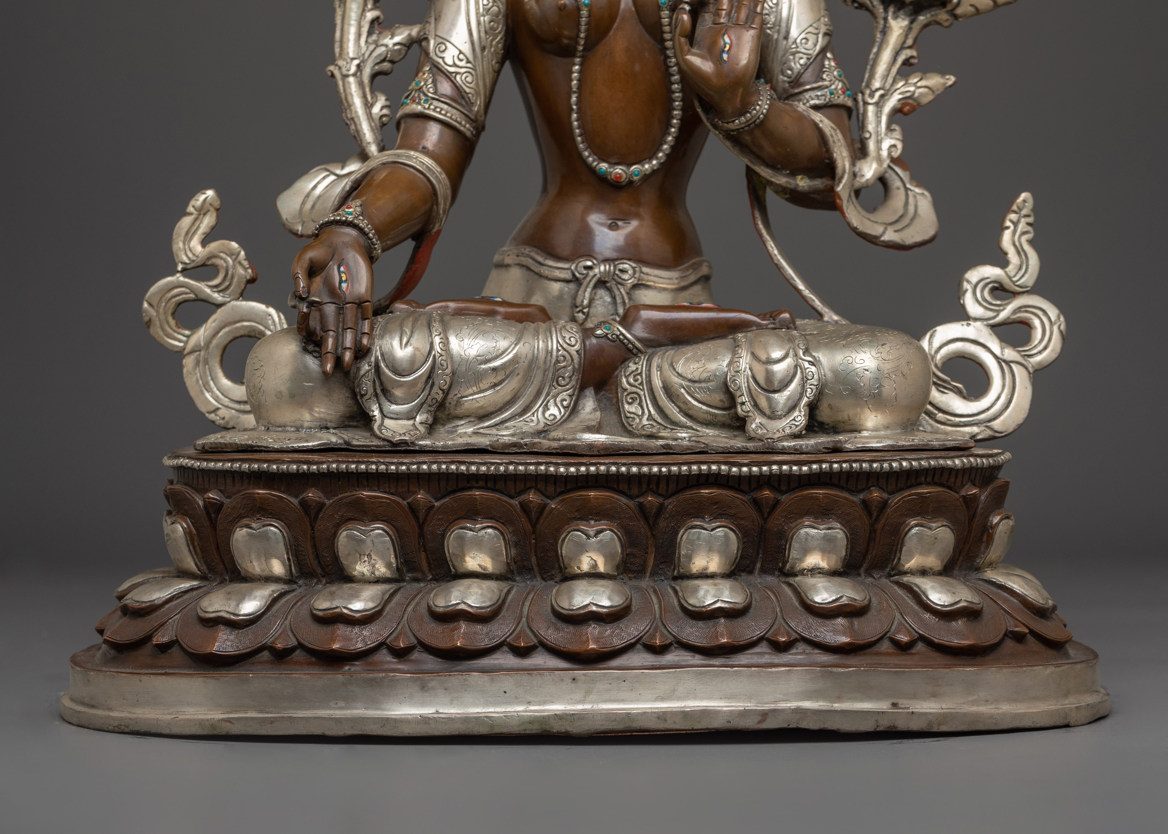 Sita Tara Sculpture: White Tara, She Who Sees All Directions