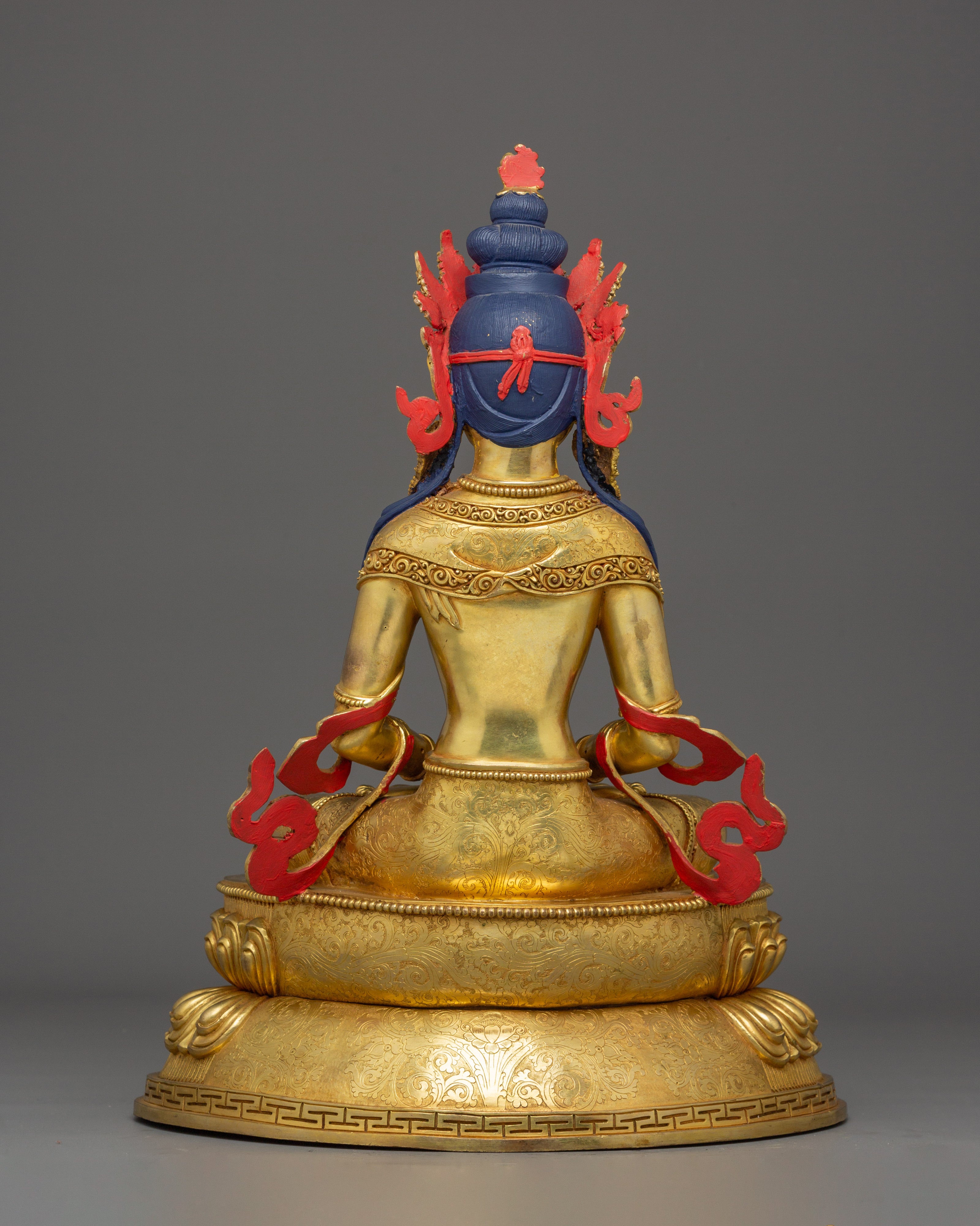 16.9 Inches Golden Amitayus Statue | Himalayan Sacred Art