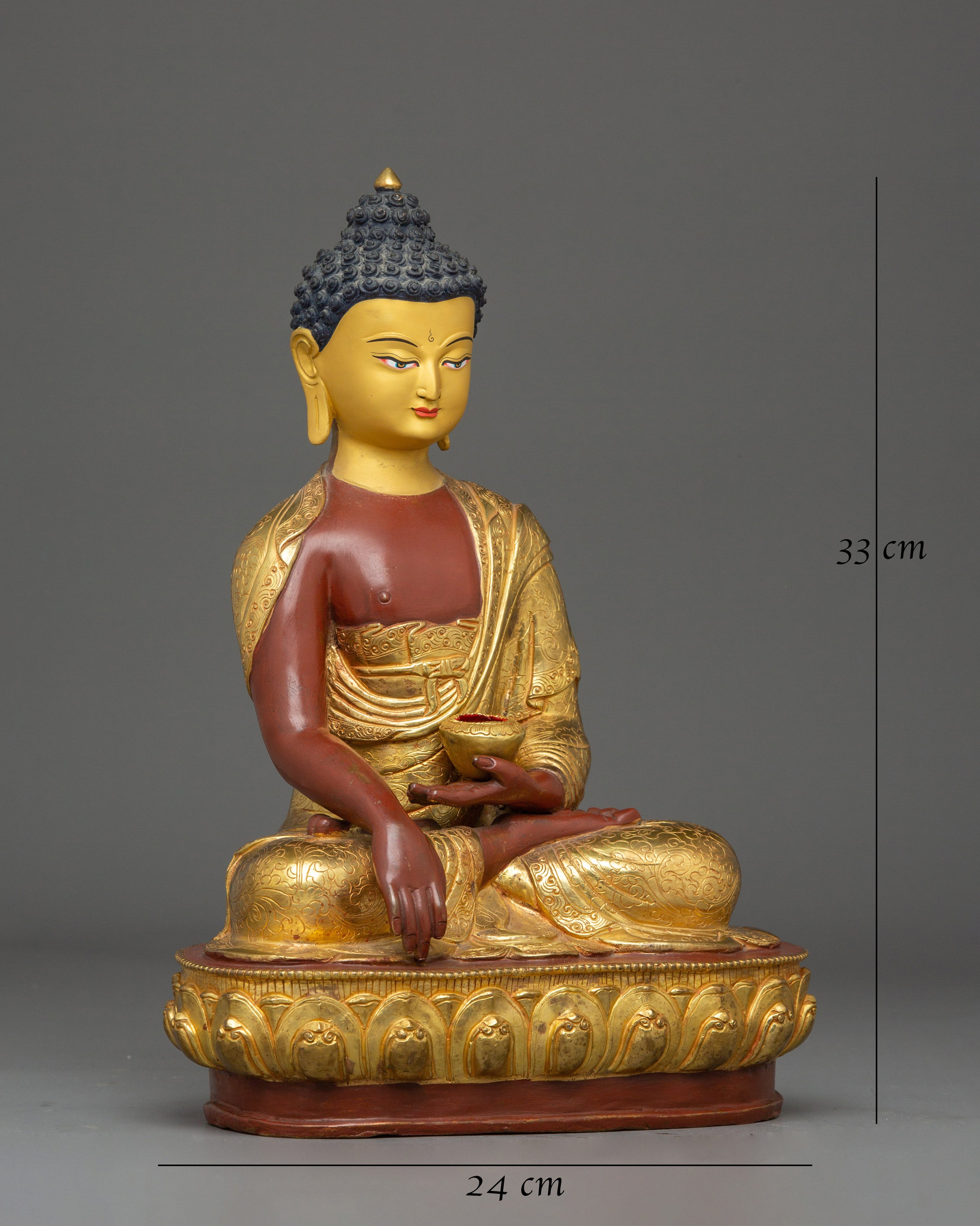 Handmade Tibetan Golden Shakyamuni Buddha Sculpture