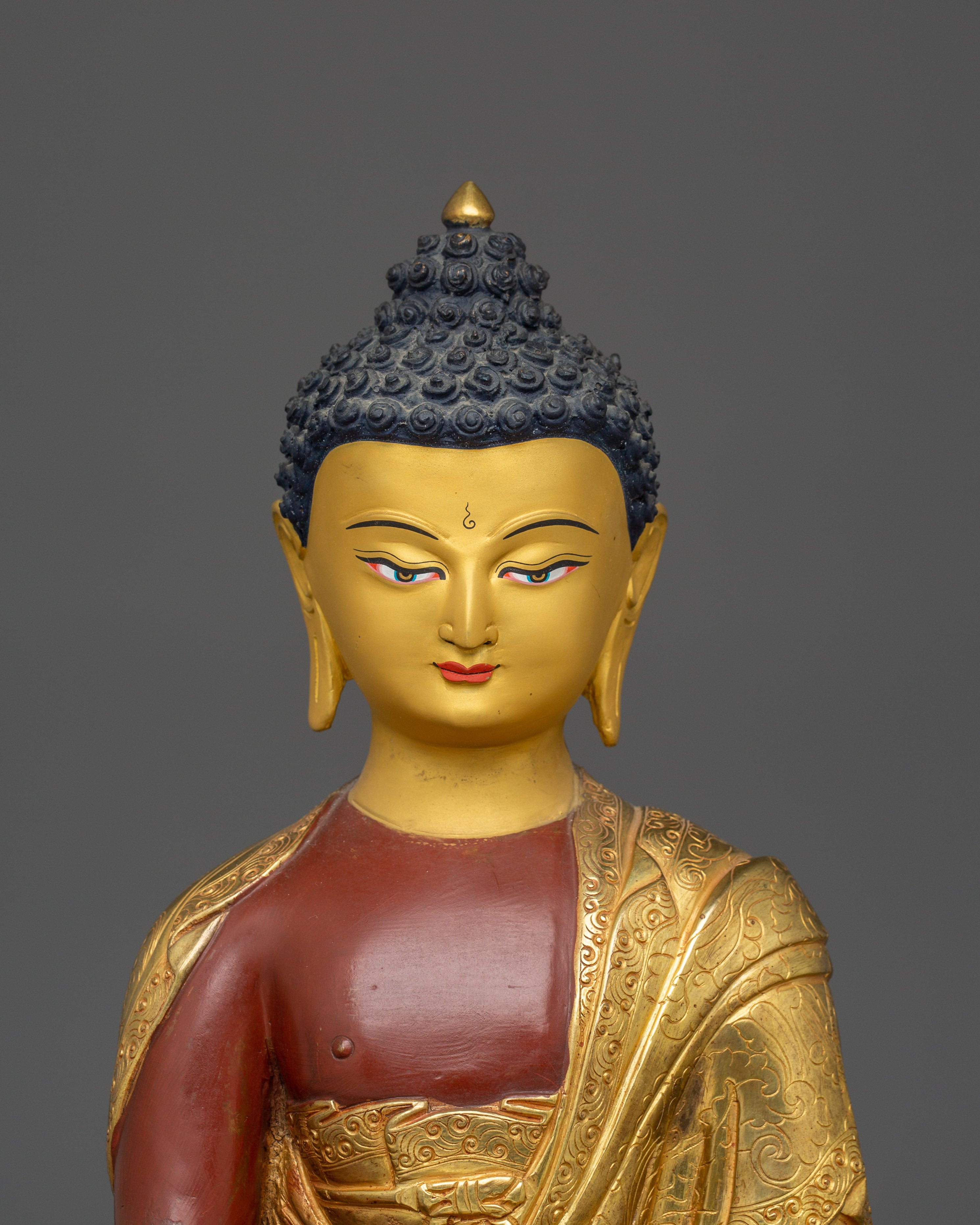 Handmade Tibetan Golden Shakyamuni Buddha Sculpture