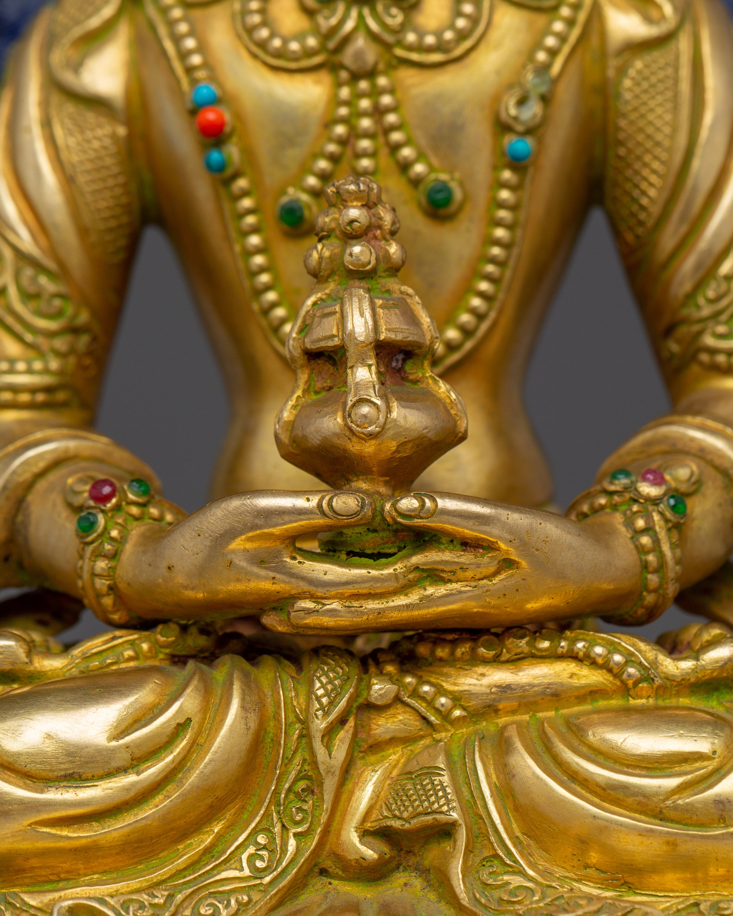 Statue Of Amitayus With Throne: Tibetan Buddhist Longevity Deity