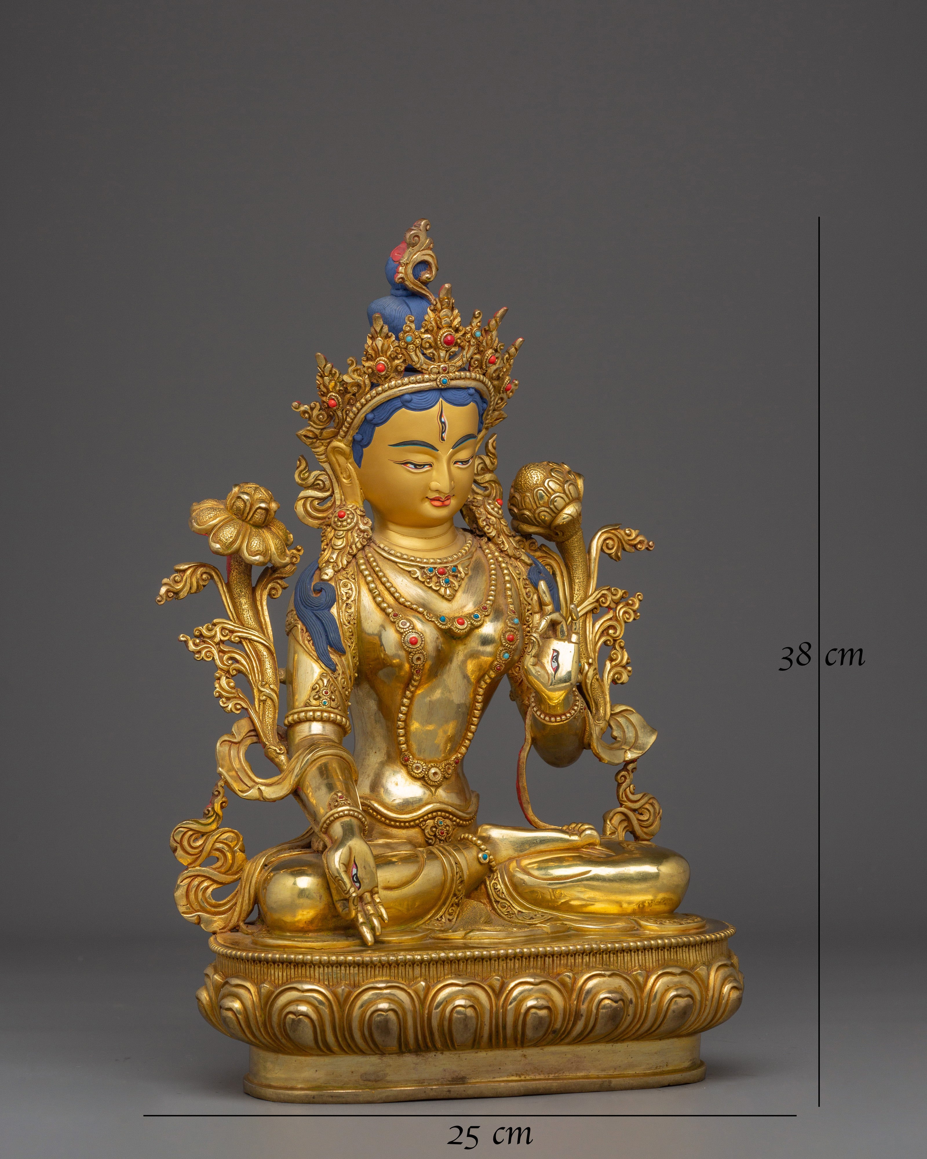 Seven-Eyed Deity White Tara Golden Statue 