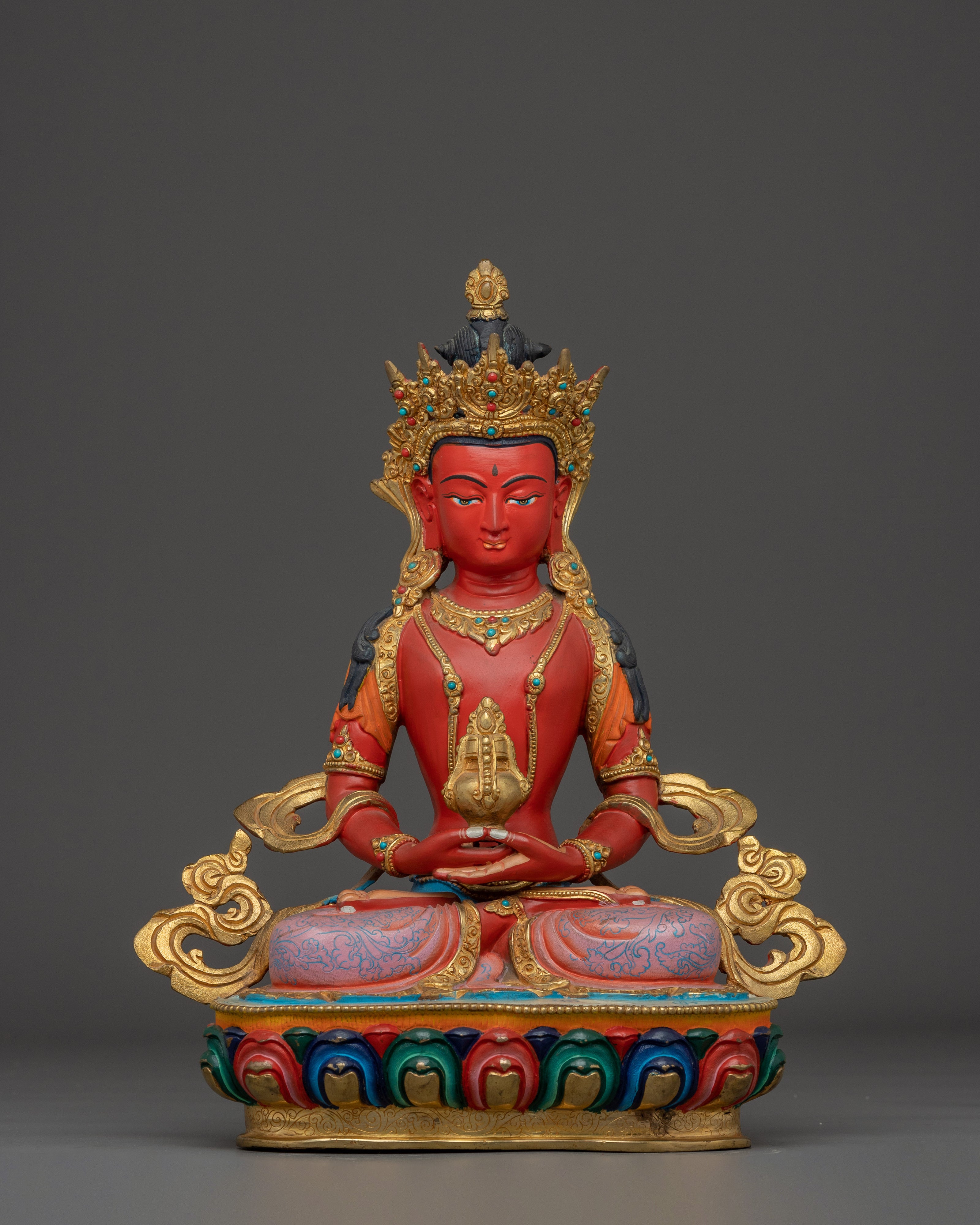 Red Amitayus Statue for Meditation Guide 