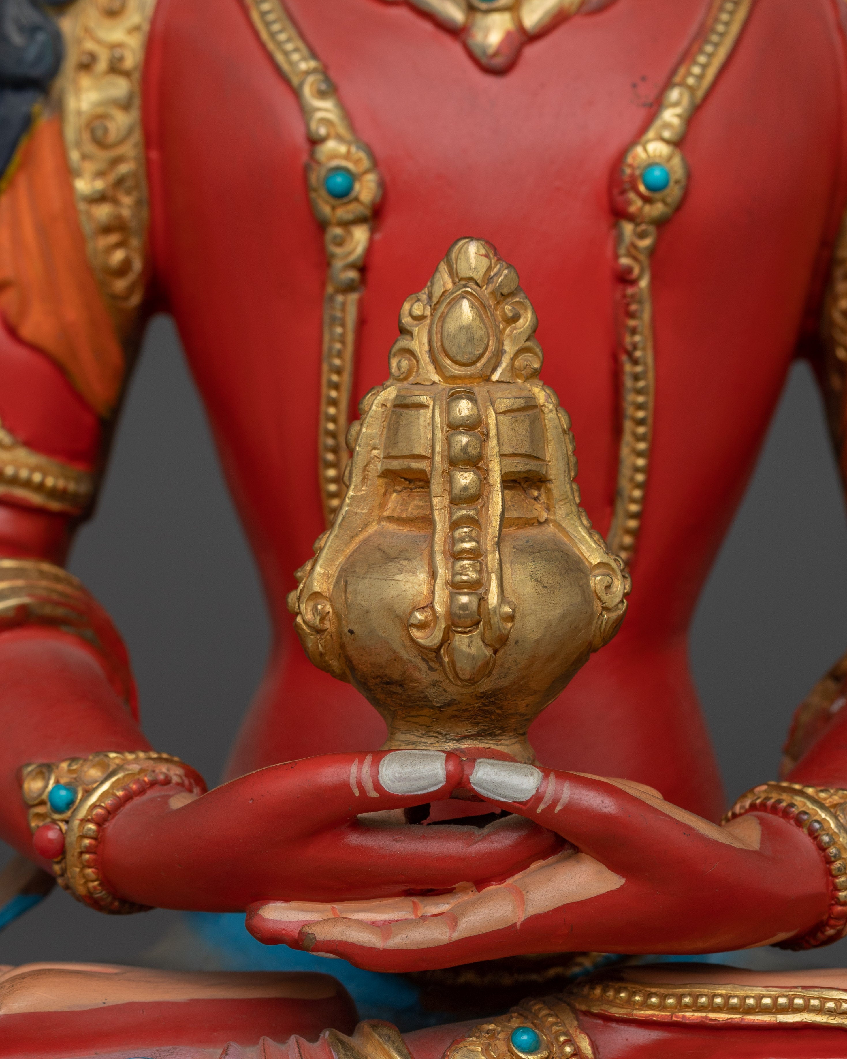 Red Amitayus Statue for Meditation Guide