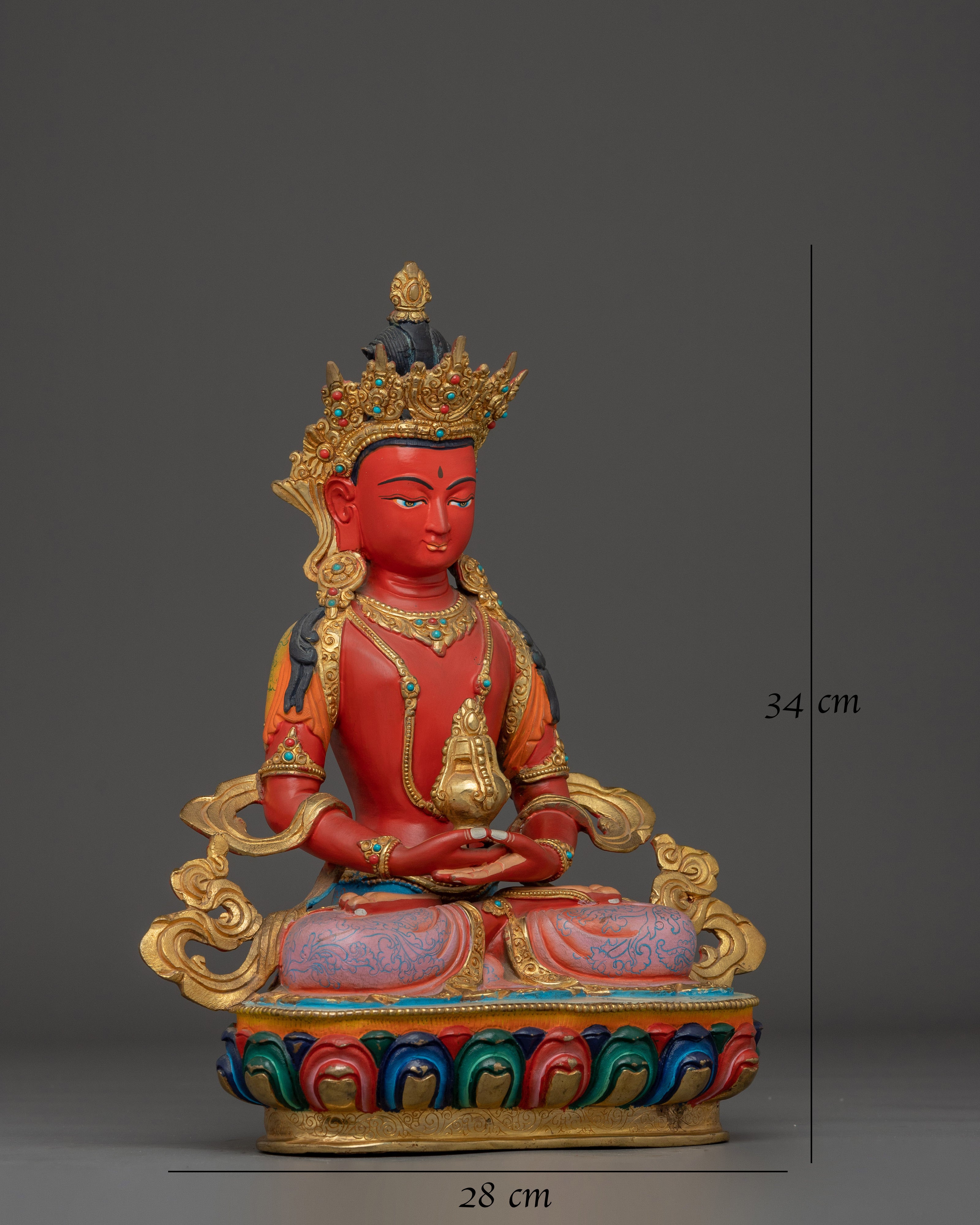Red Amitayus Statue for Meditation Guide 