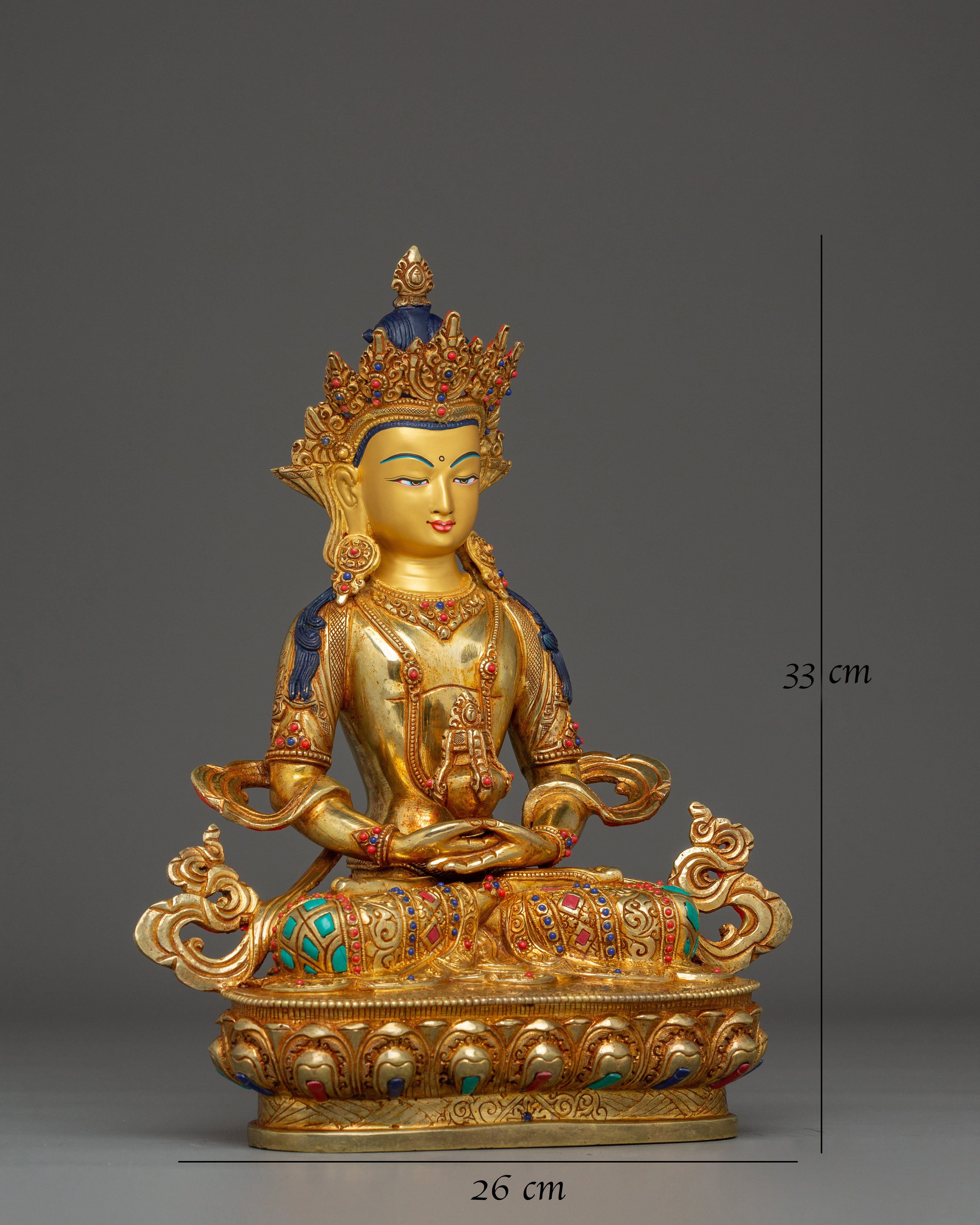 Buddhist Longevity Icon Amitayus Statue 