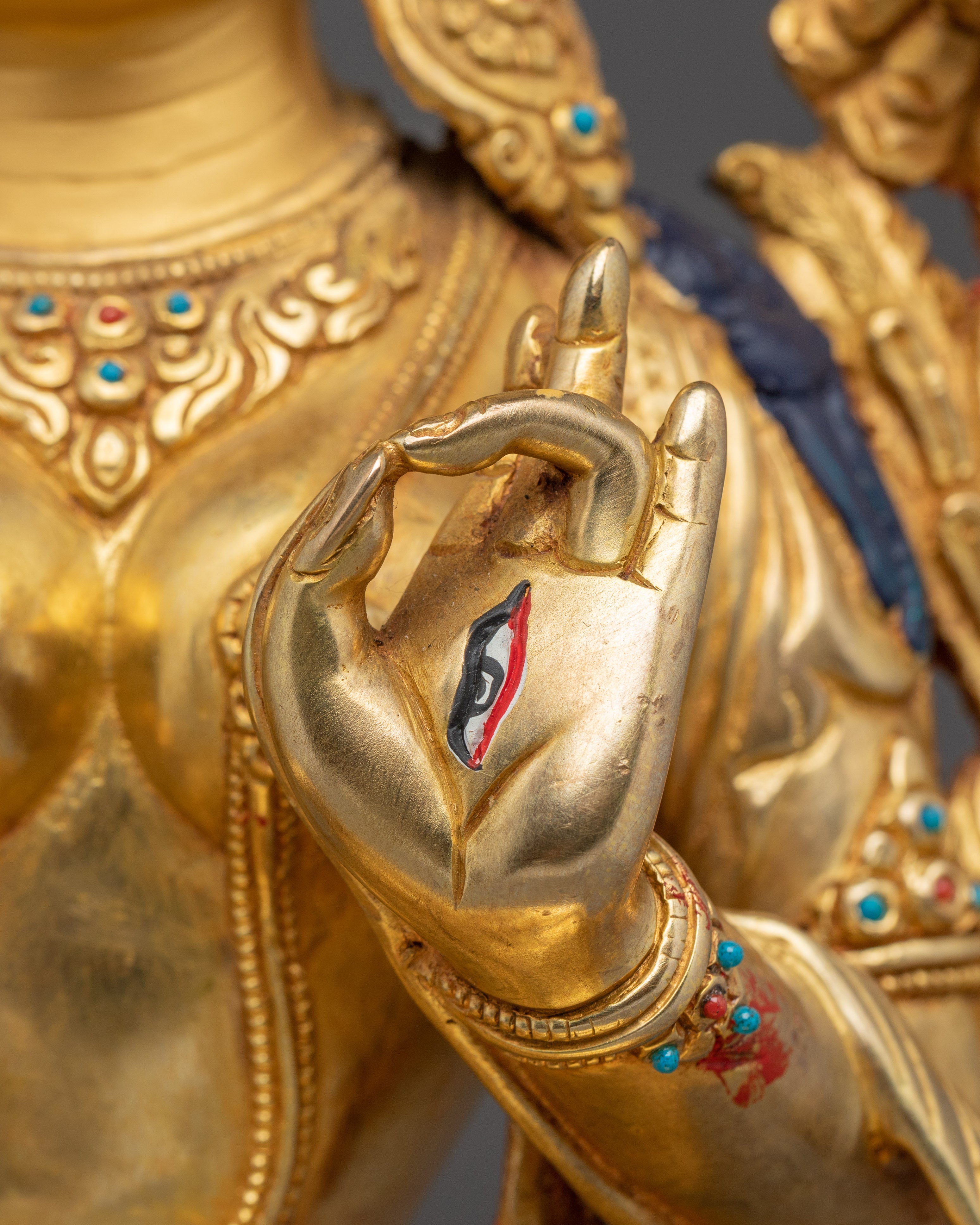 13.39 Inches Golden White Tara Statue | Longevity Deity for Healing