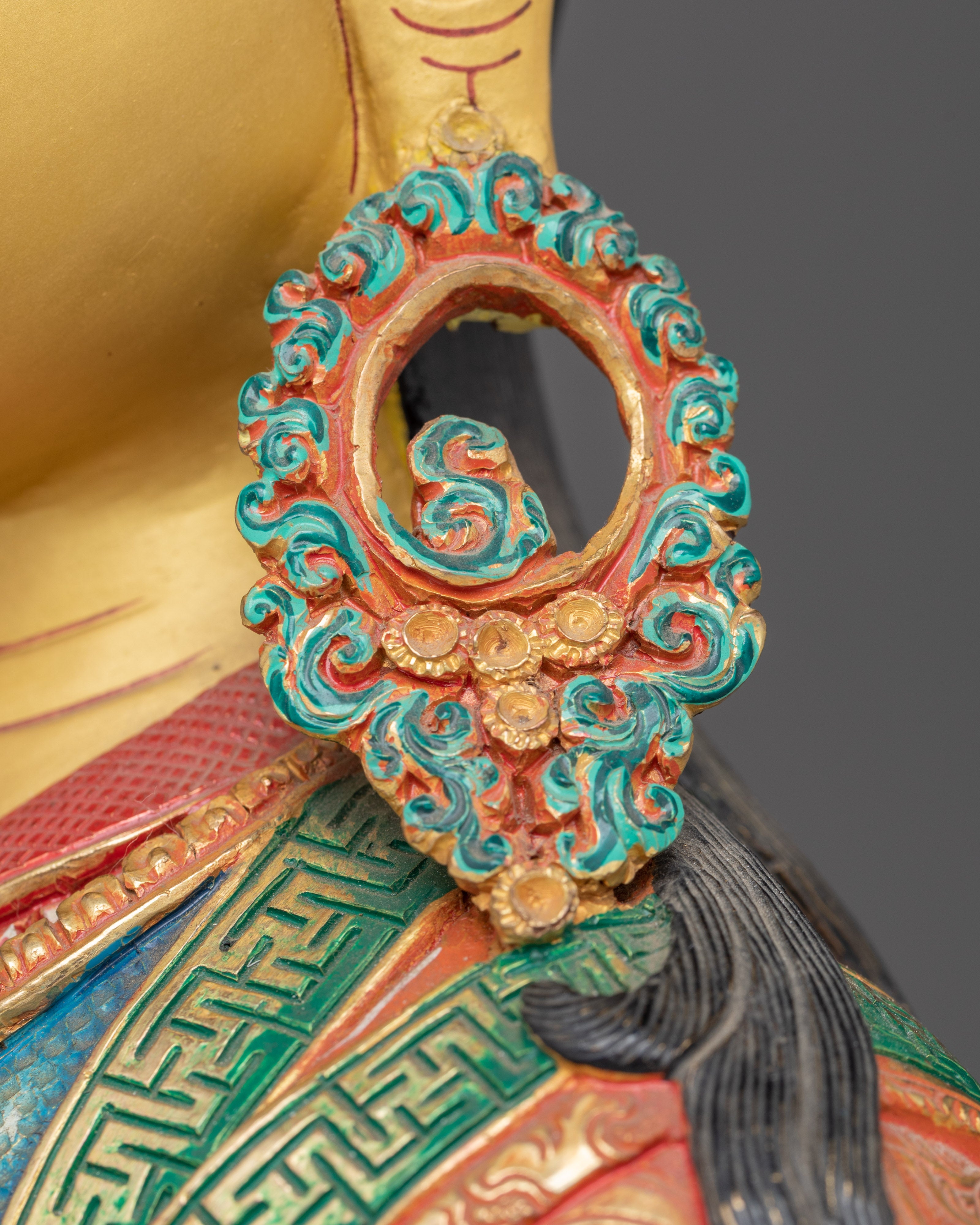 Colorful Guru Rinpoche Statue in 24K Gold | A Symbol of Wisdom & Protection