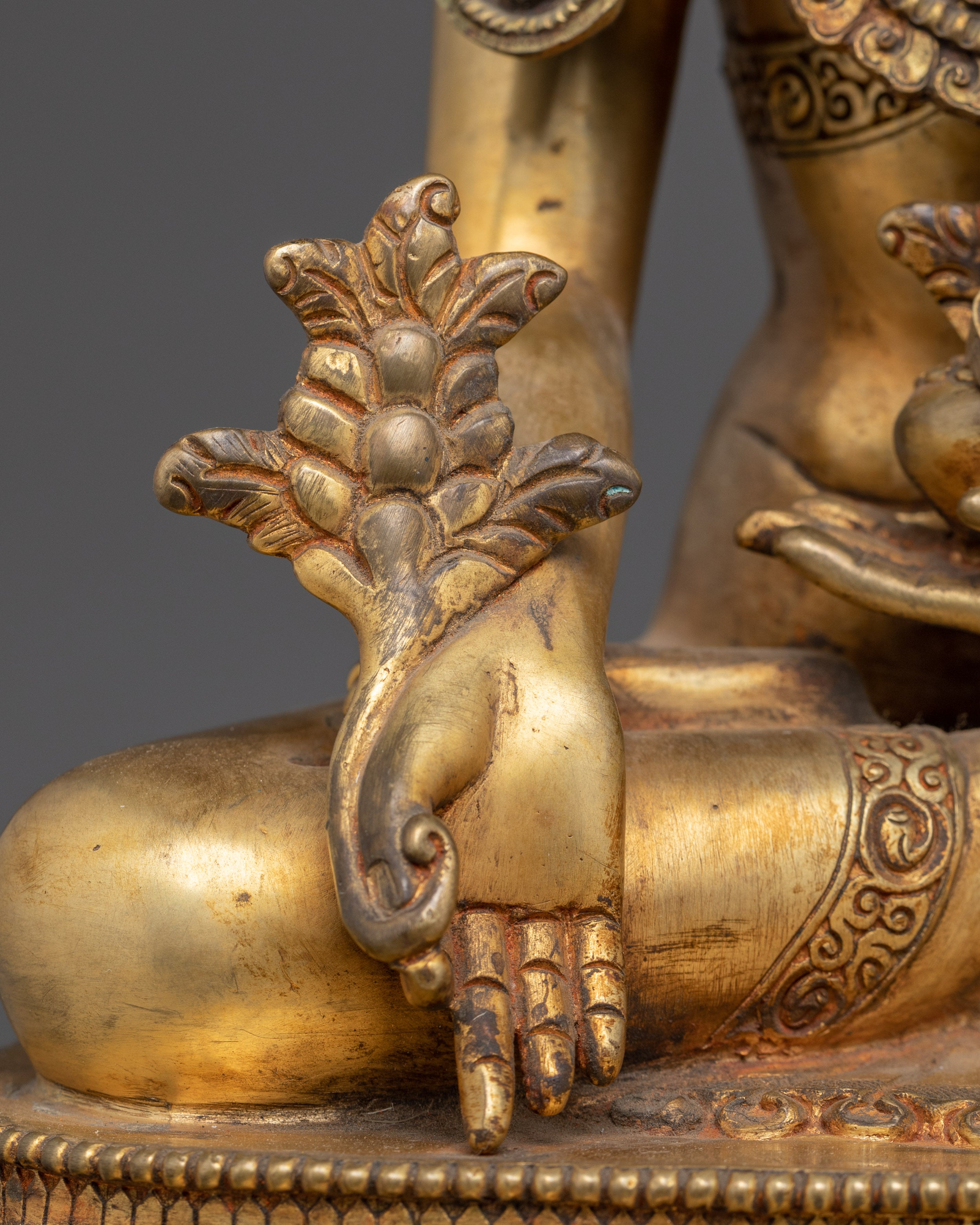 Gold Gilded Copper Medicine Buddha Art - Healing Deity in Buddhism